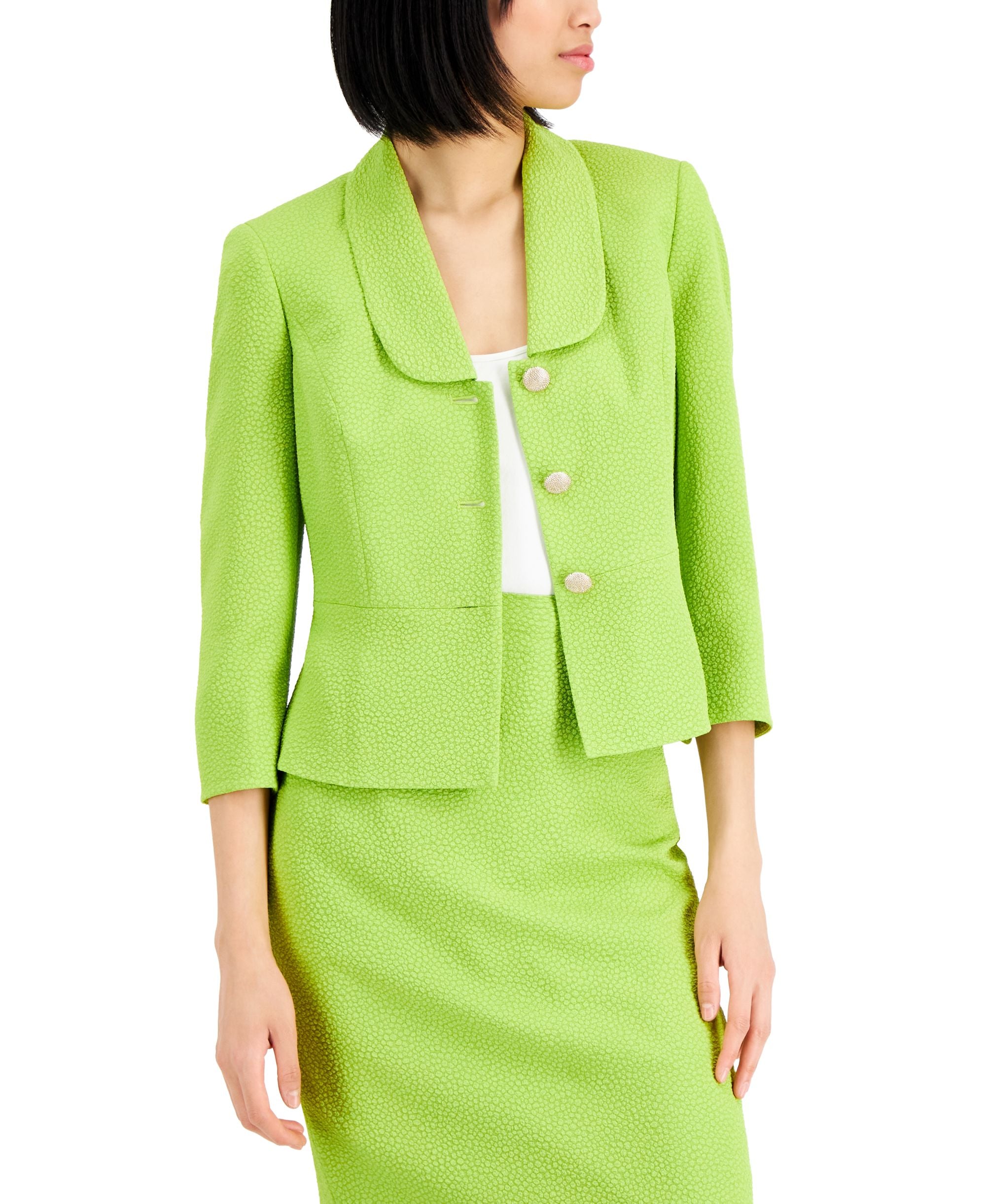 Kasper Petite Three-Button Peplum Jacket
