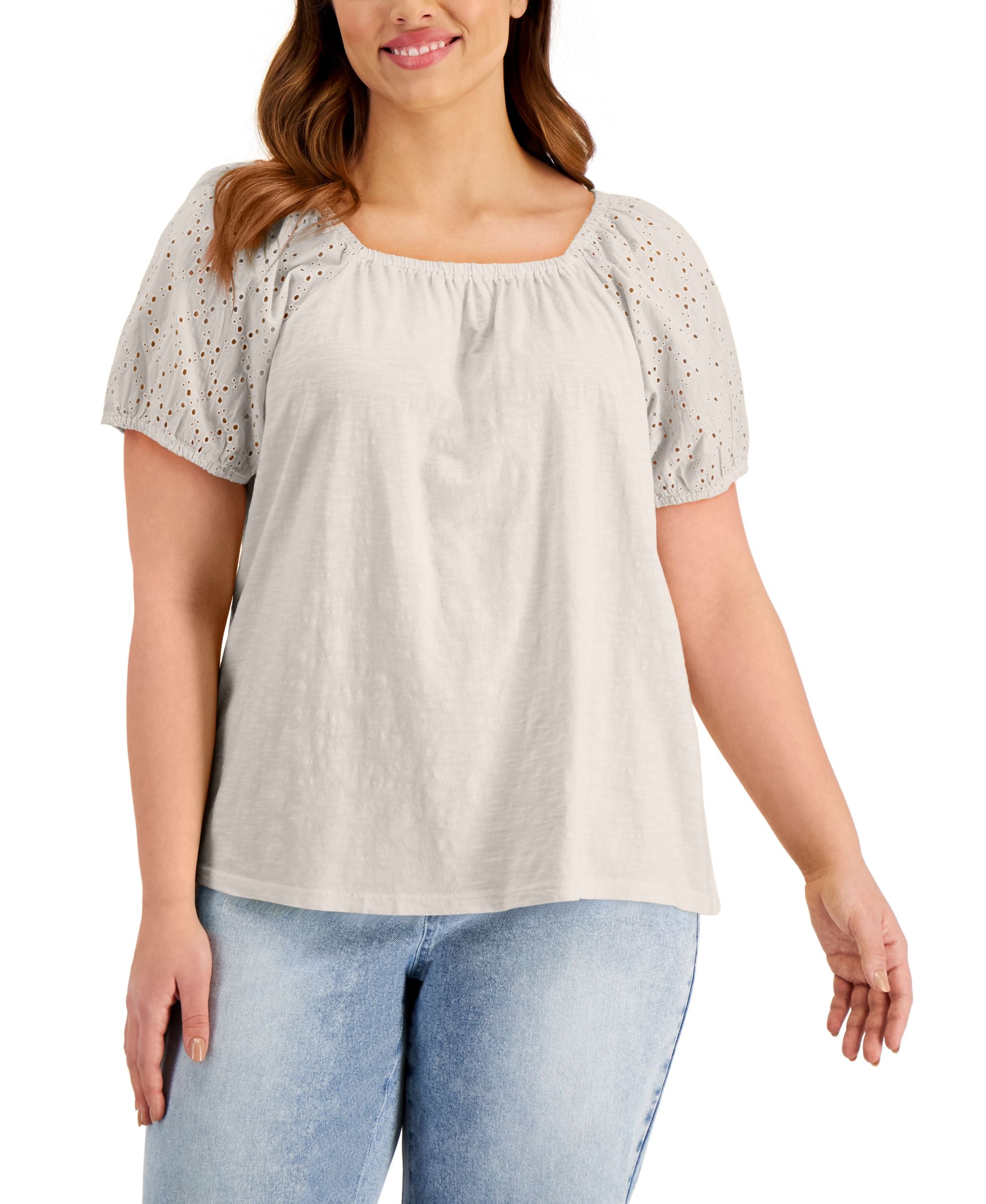 Style & Co Plus Size Cotton On Off Shoulder Top