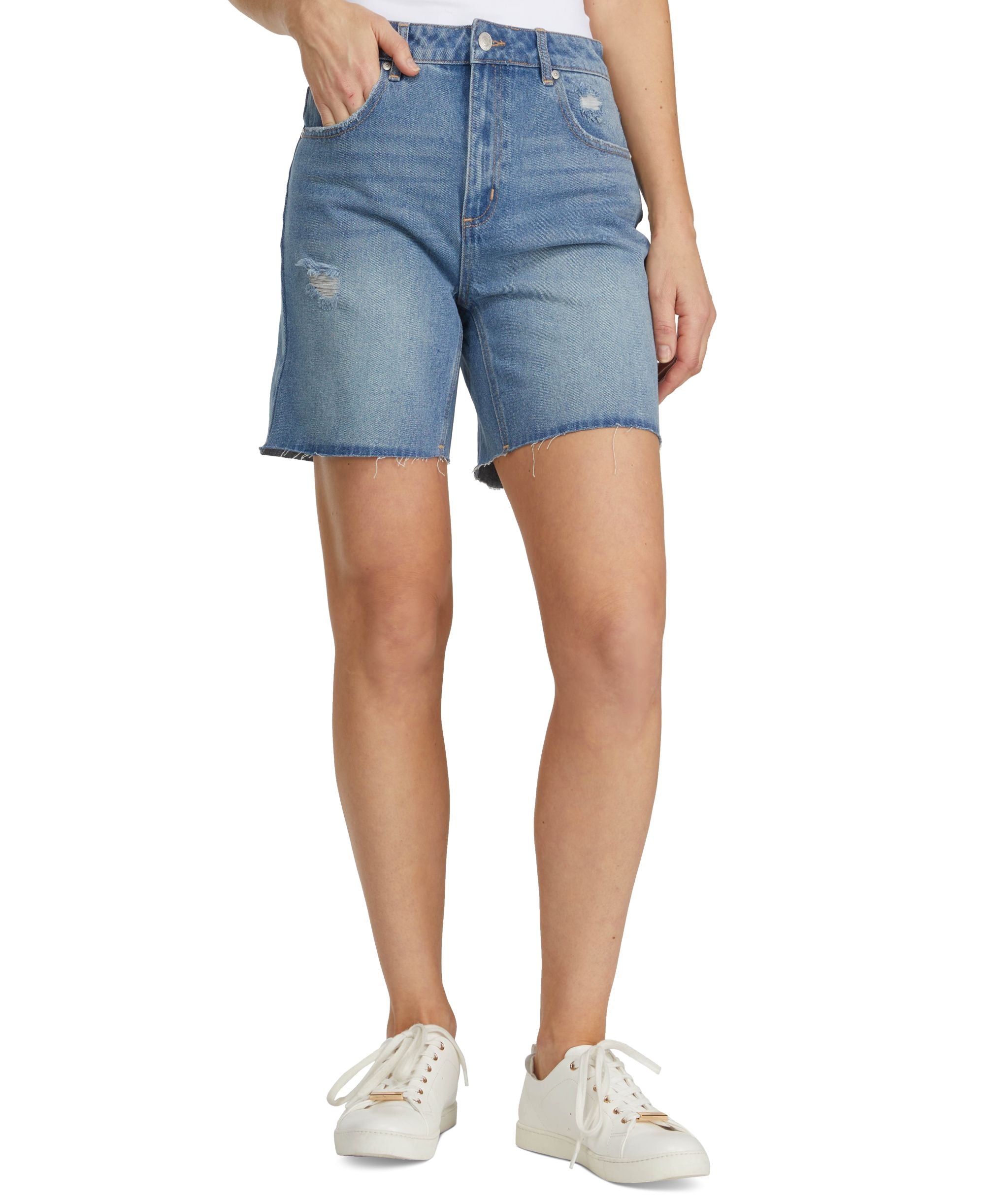 Juniors' Raw-Edge-Hem Shorts