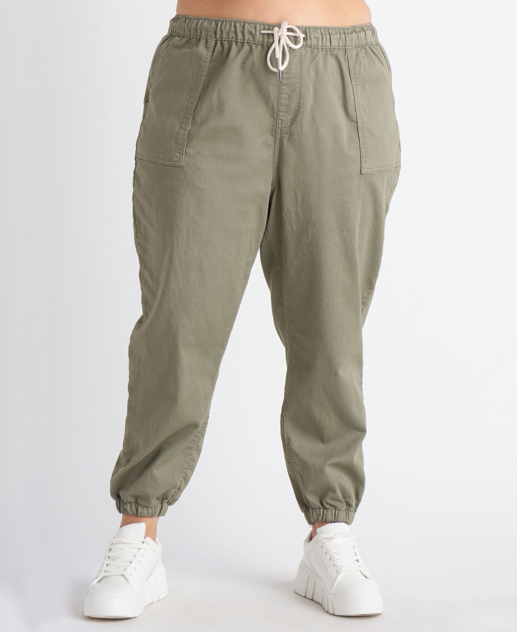 Trendy Plus Size High-Waisted Denim Joggers