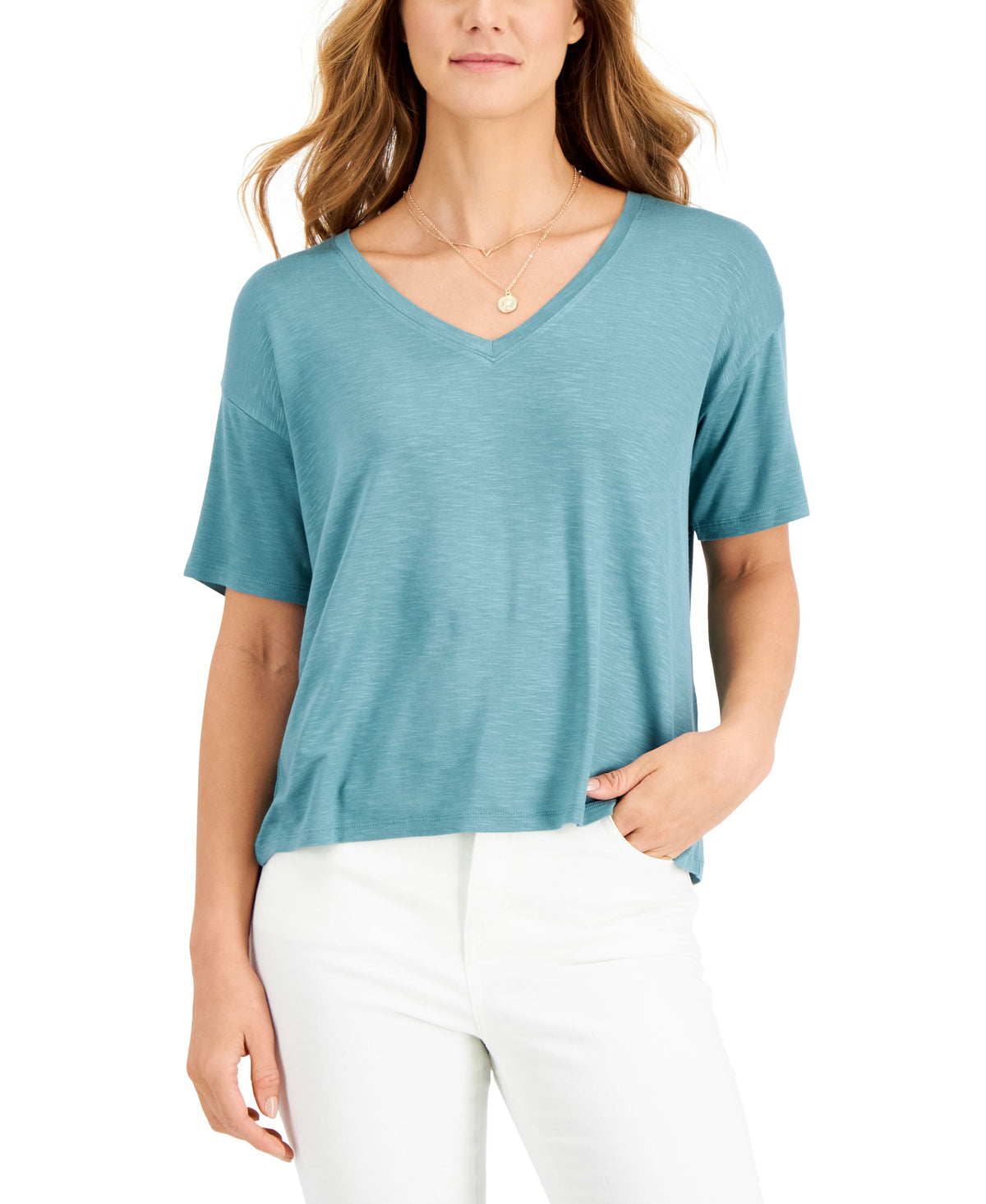 Style &  Co Drapey V-Neck T-Shirt