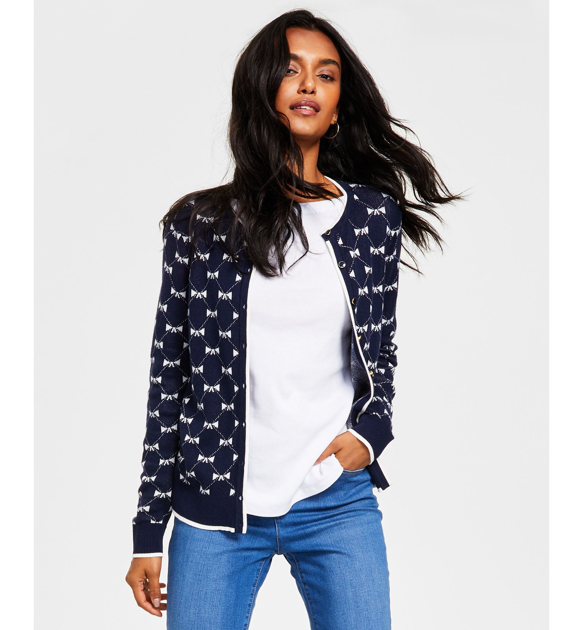 Charter Club Womens Crewneck Cardigan