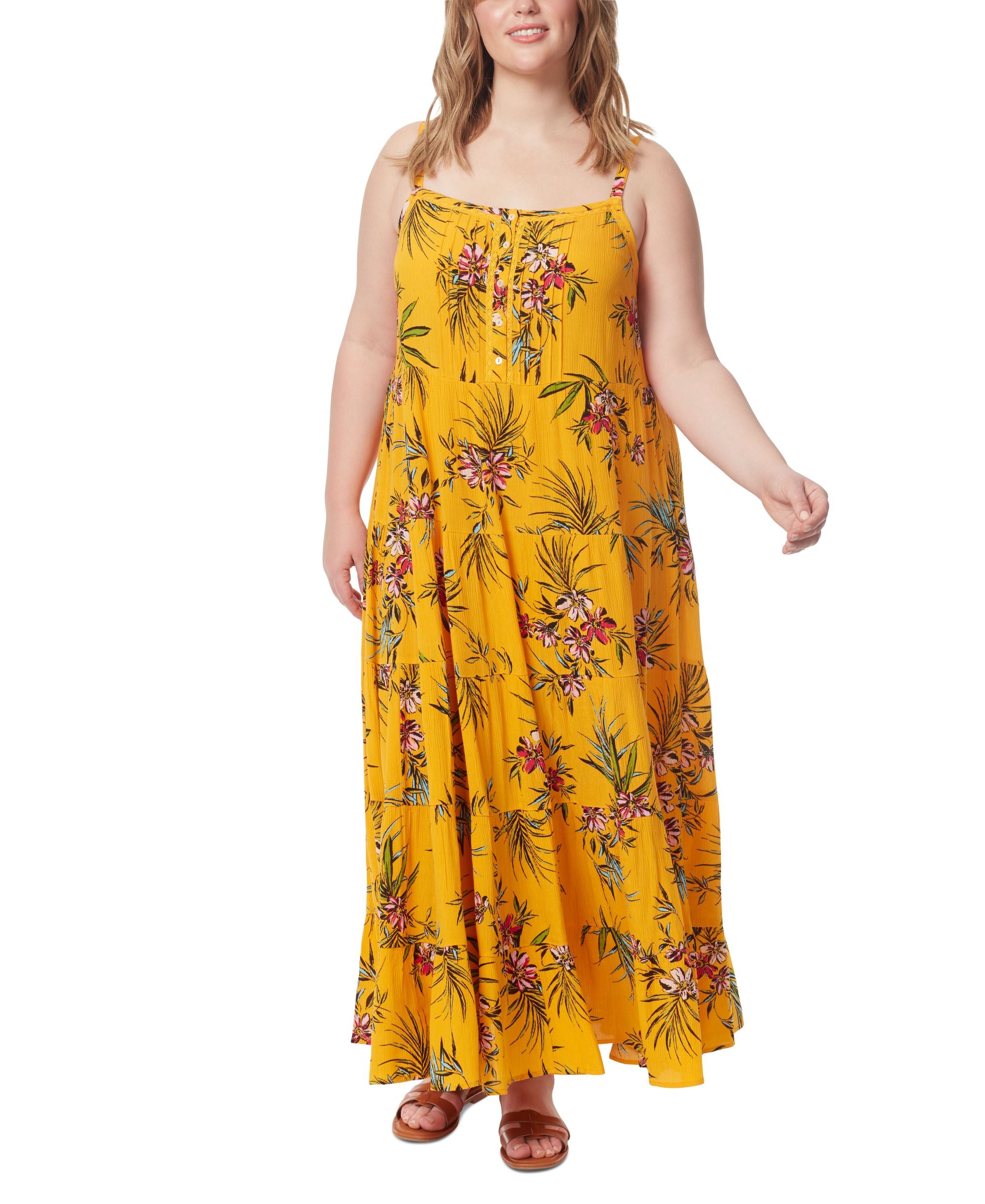 Jessica Simpson Trendy Plus Size Alanis Printed Tiered Maxi Dress