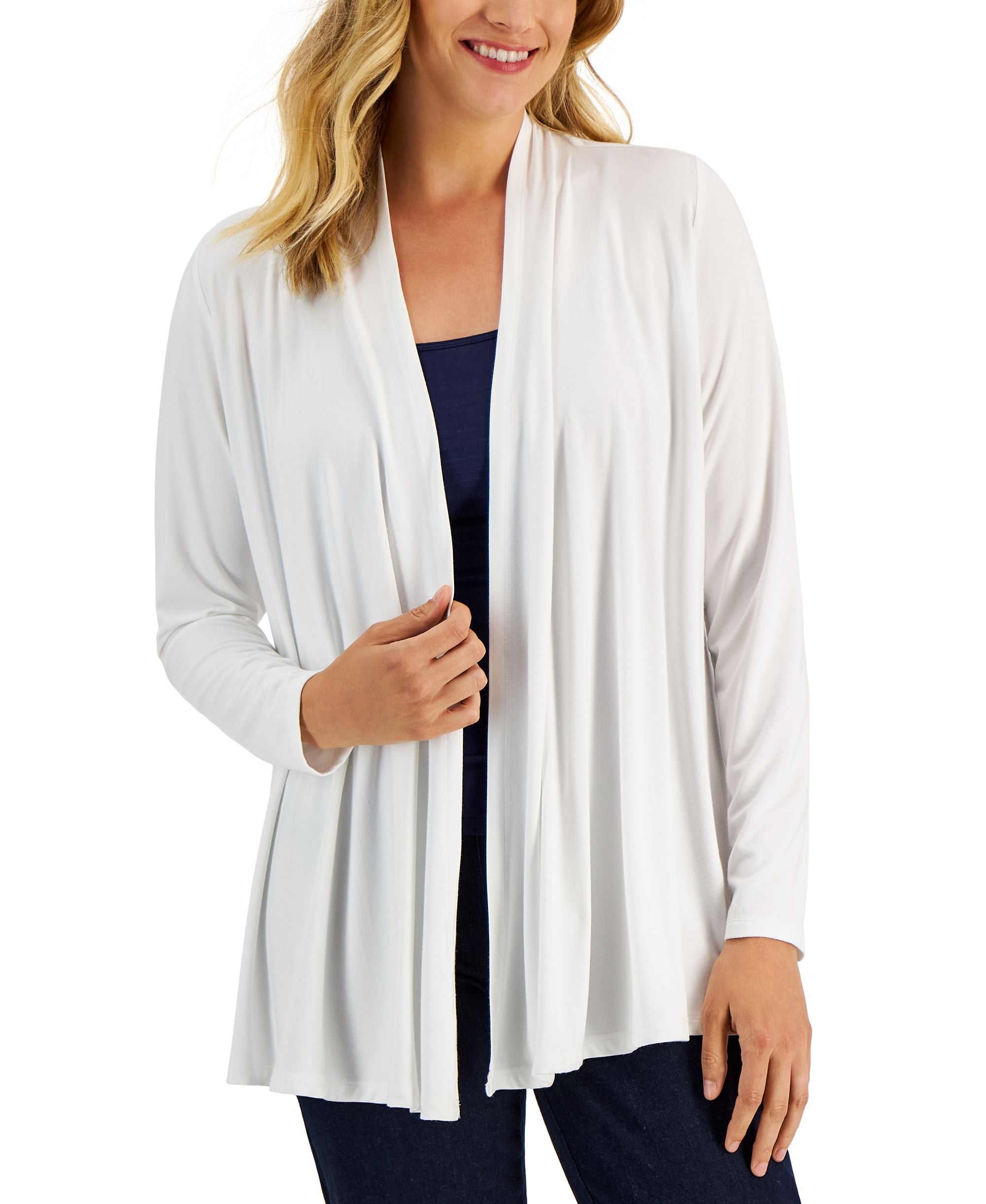 Karen Scott Petite Open Front Knit Cardigan