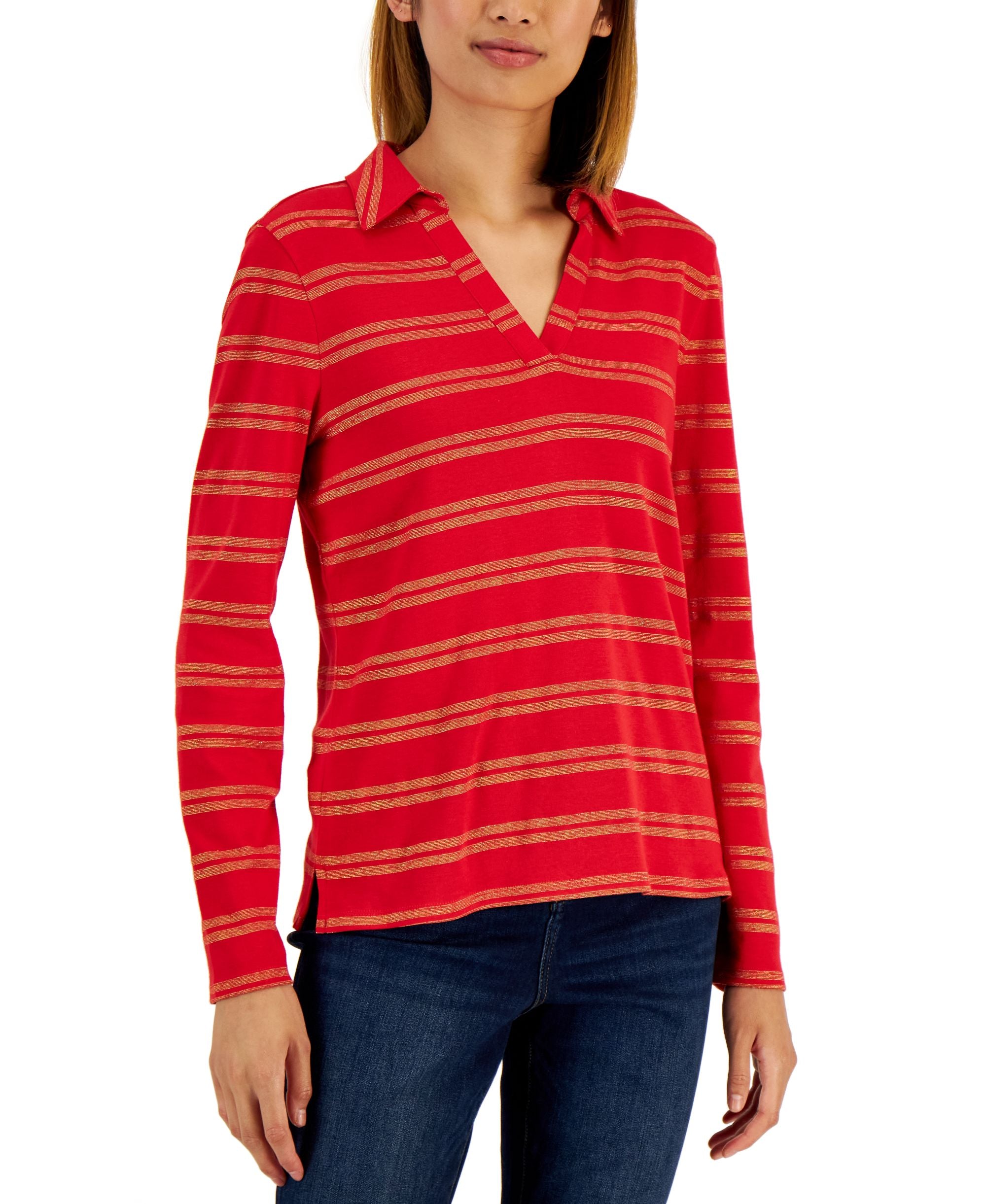 Women's Split-Neck Collared Top
