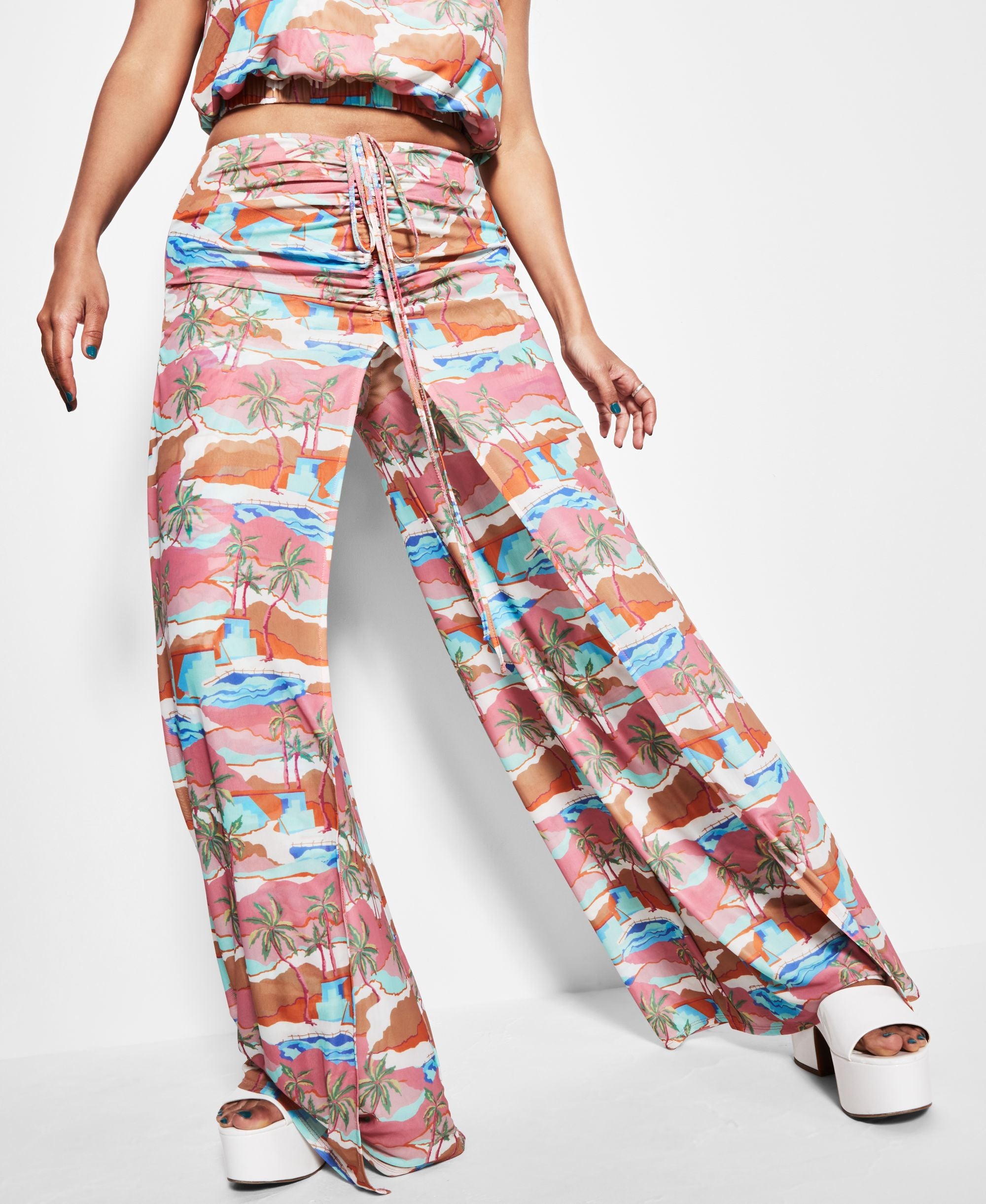 Royalty By Maluma Womens Printed Ruched Pants