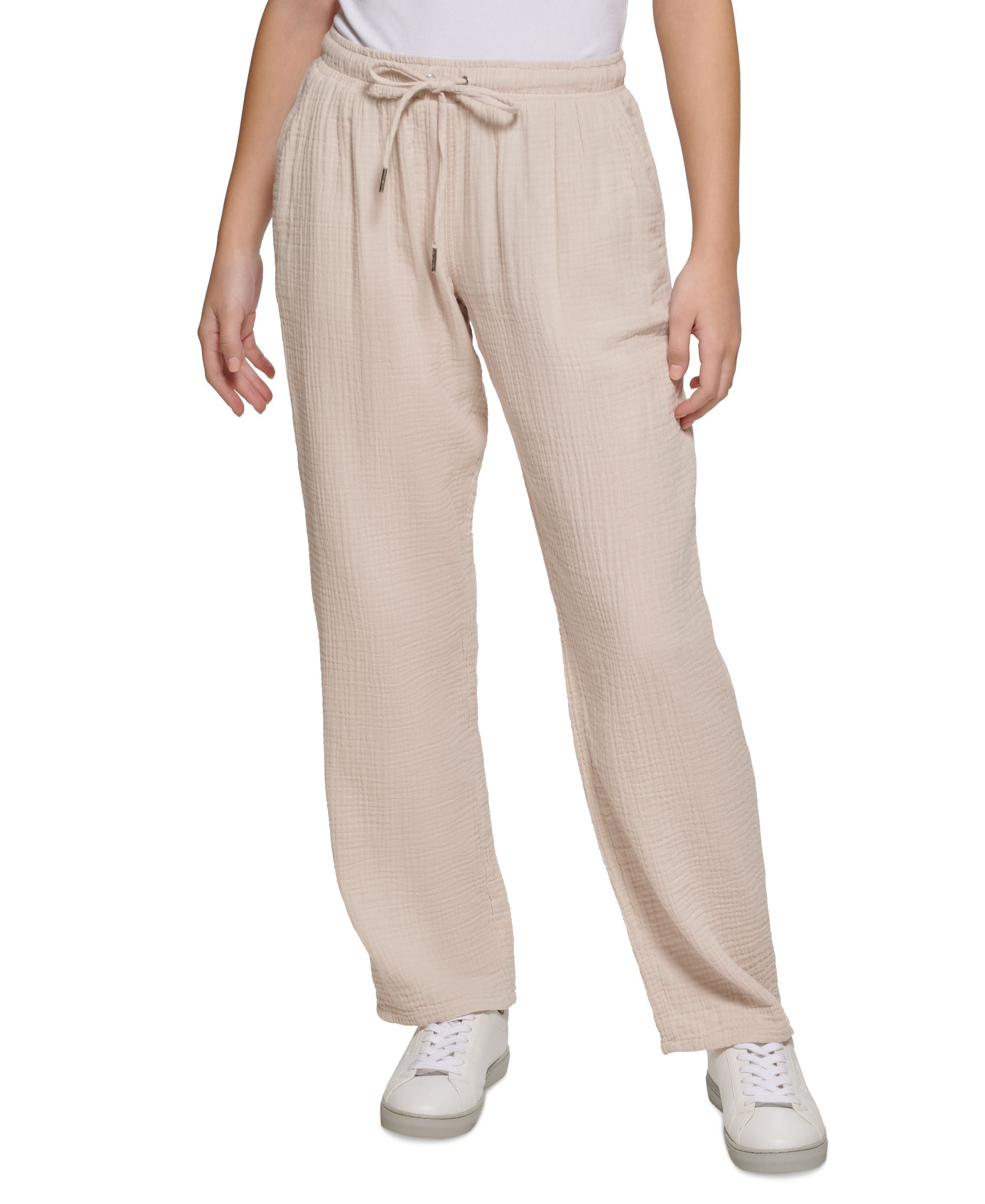 Calvin Klein Jeans Petite Cotton Crepe Straight Fit Pants
