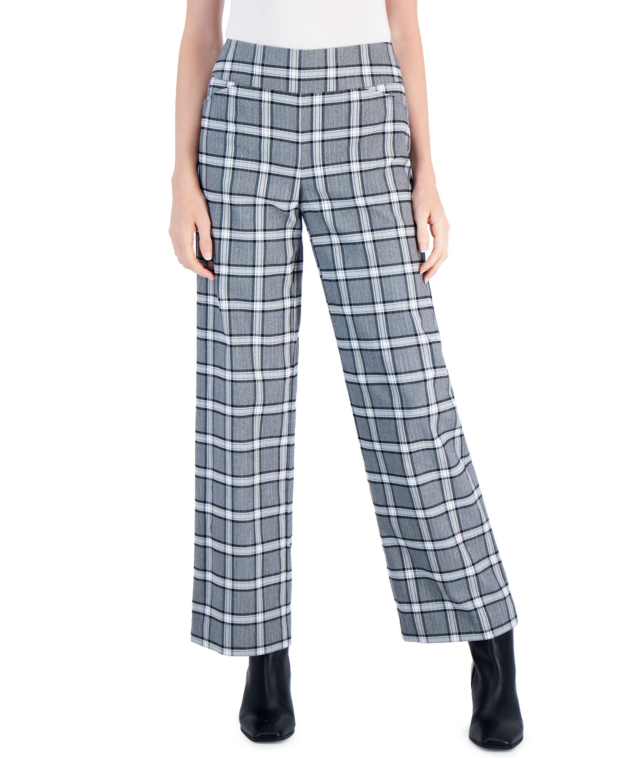 Charter Club Womens Plaid Pull On Pants