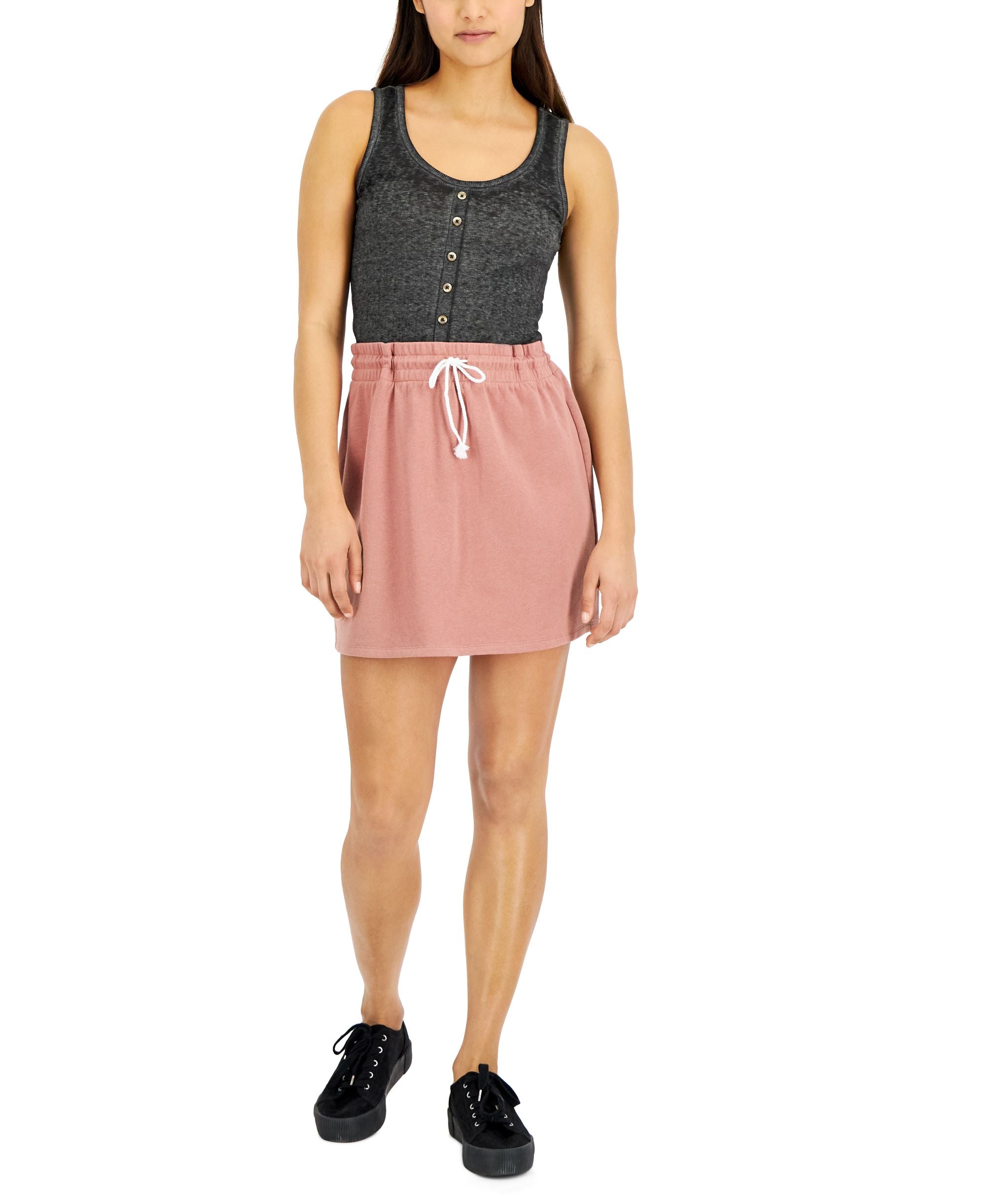Grayson Threads Black Juniors' Drawstring-Waist Skirt