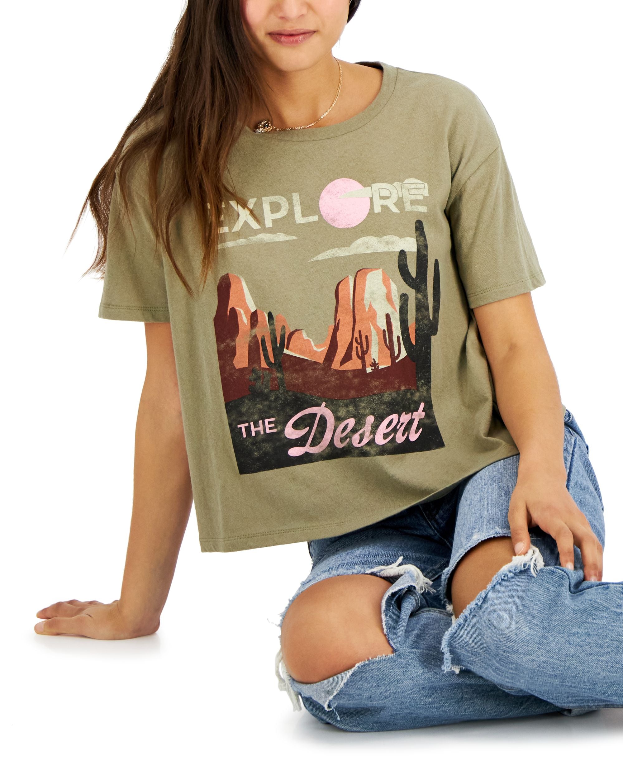 Juniors' Desert Graphic-Print Cotton T-Shirt