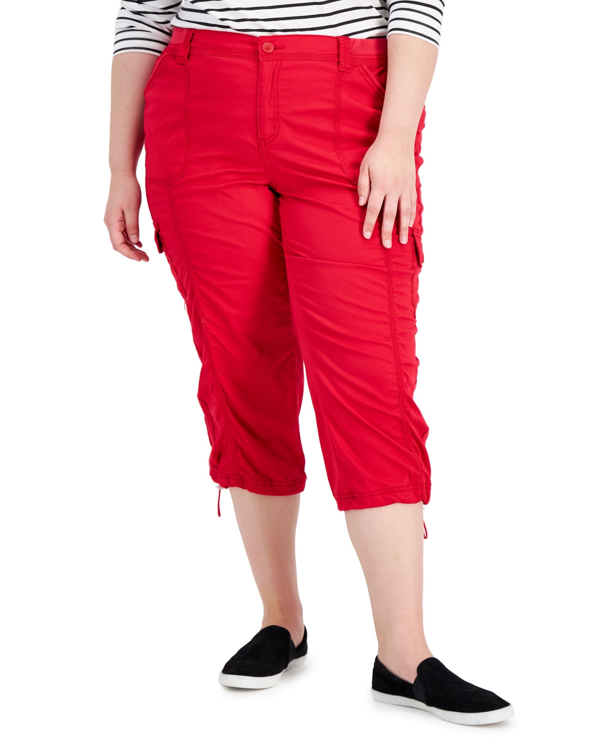 Plus Size Bungee-Hem Capri Pants