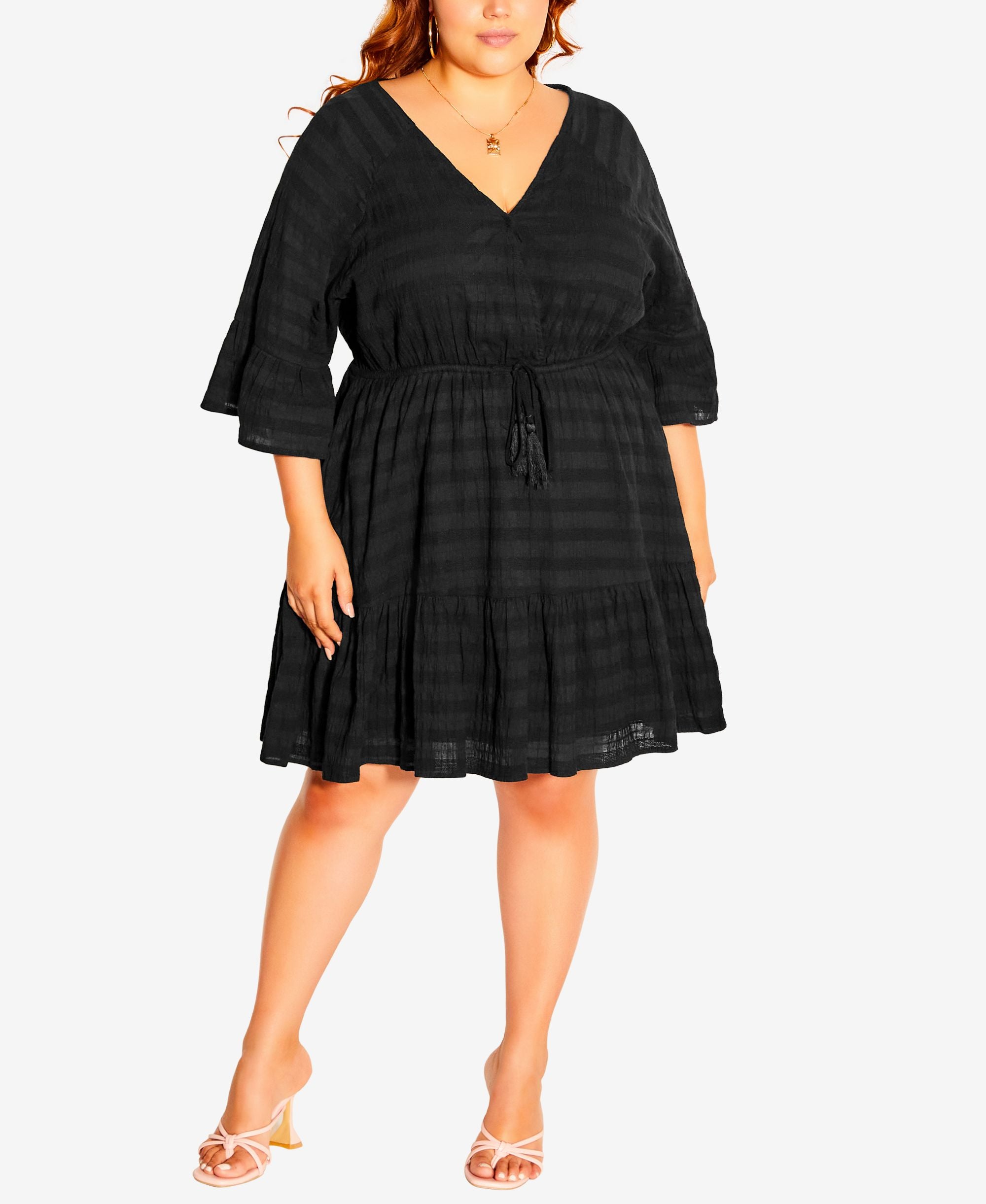 City Chic Trendy Plus Size Sun Lover V Neck Kaftan Dress