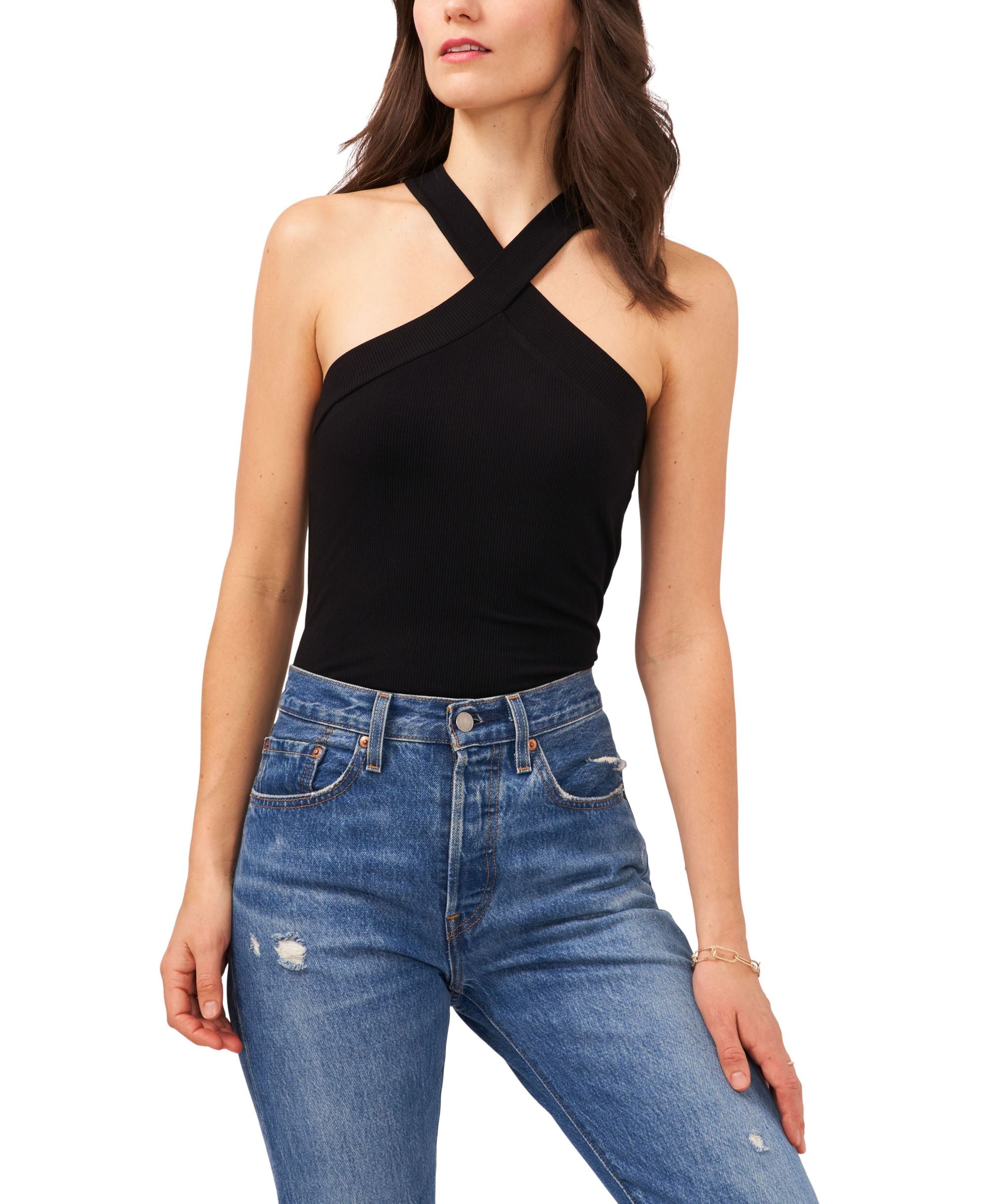 1.State Cross Neck Keyhole Tank Top