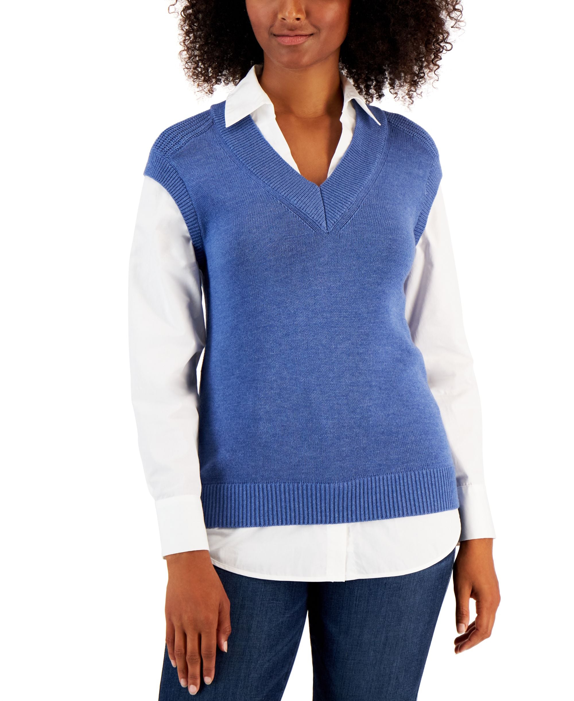 Charter Club Womens Layered Sweater Vest Top