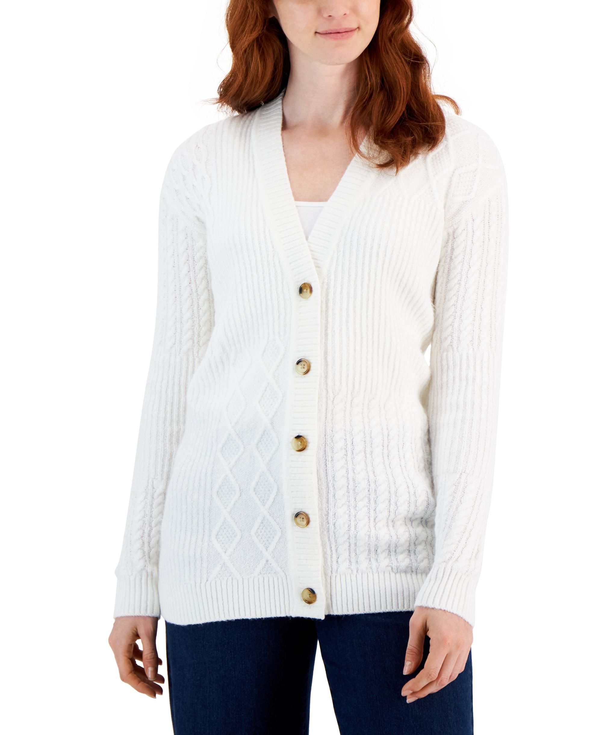 Charter Club Womens Solid Knit Cardigan