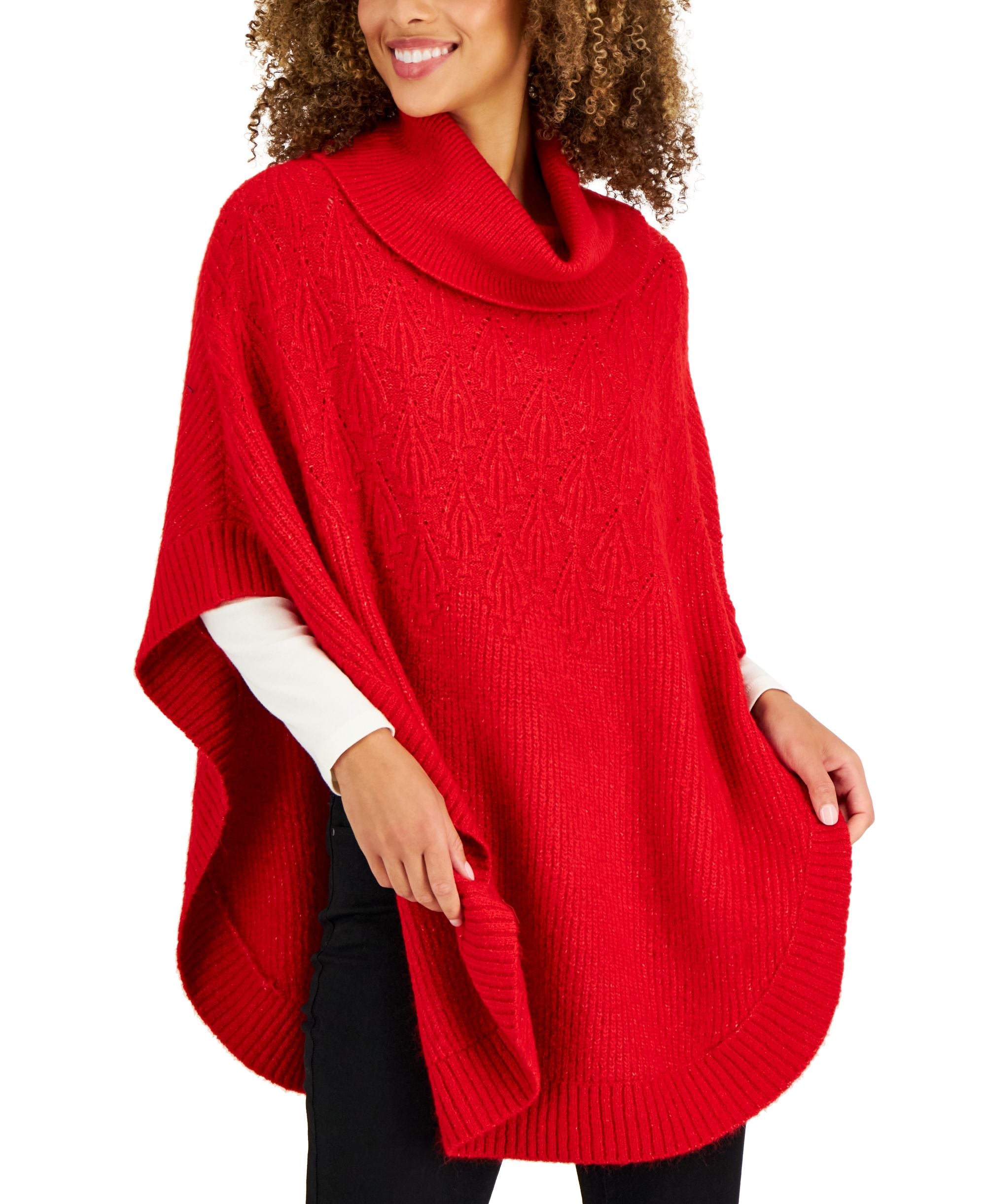 Charter Club Womens Turtleneck Sweater Poncho