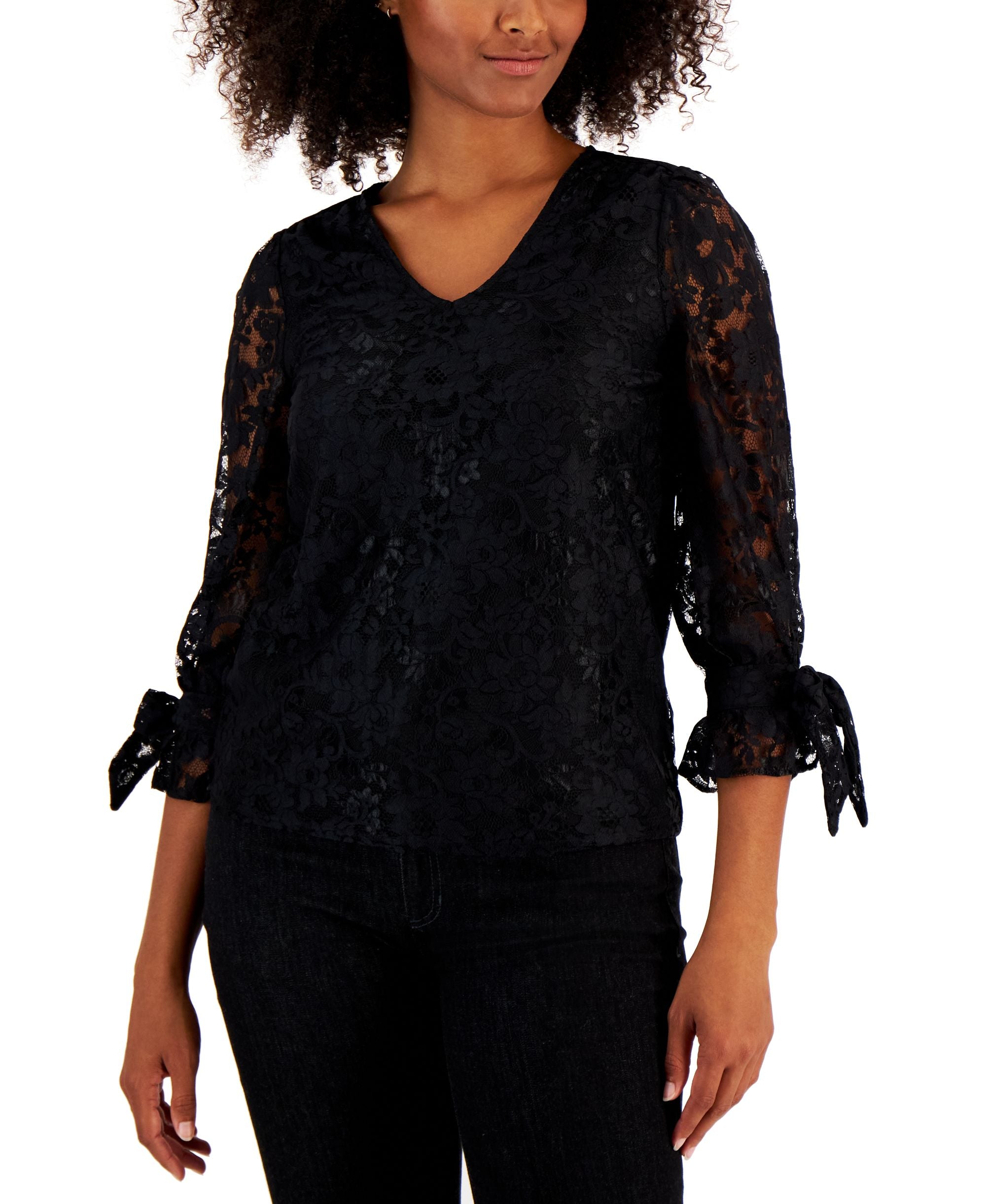 Charter Club Womens Lace Overlay Top