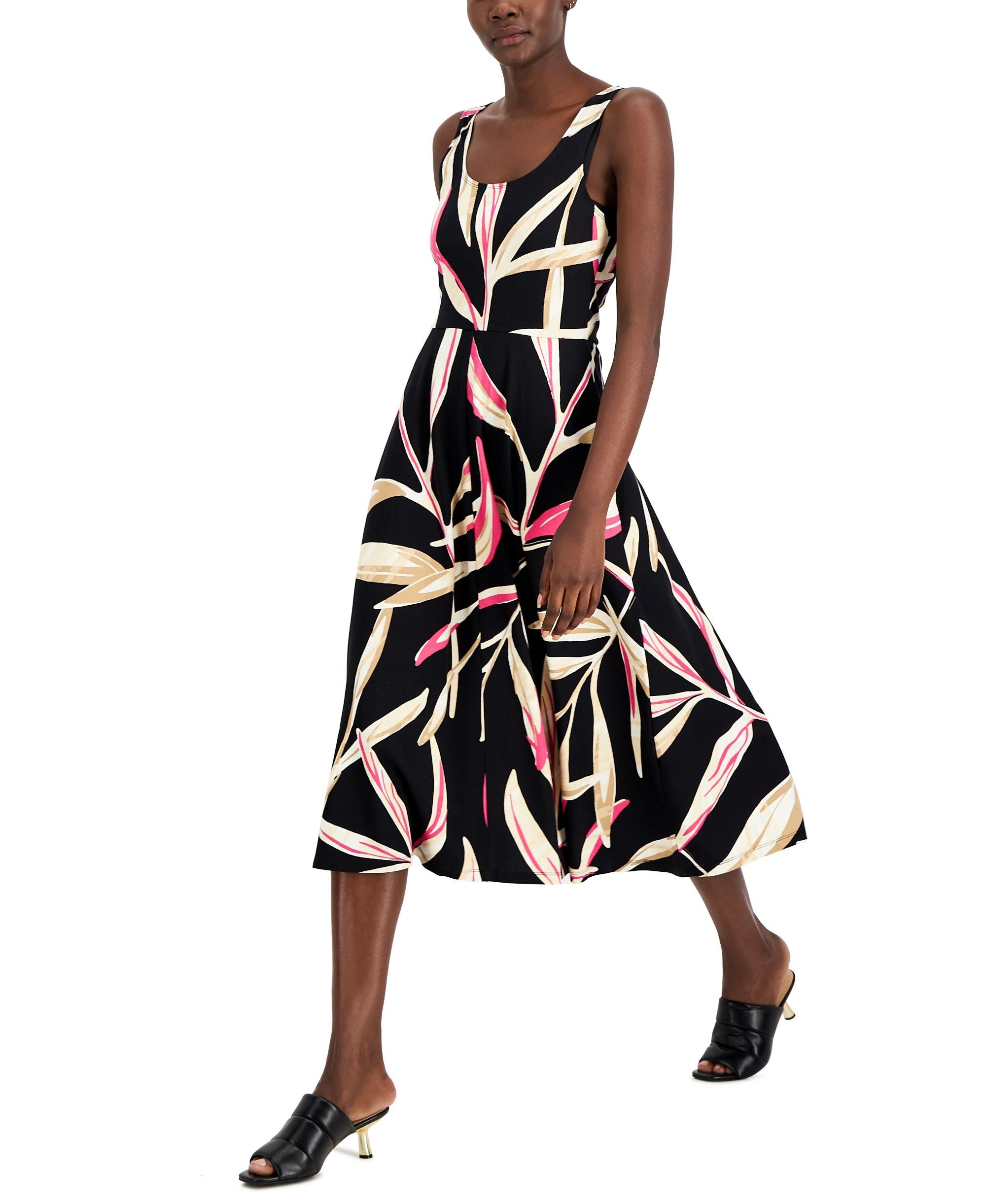 Alfani Petite Printed Fit Flare Midi Tank Dress