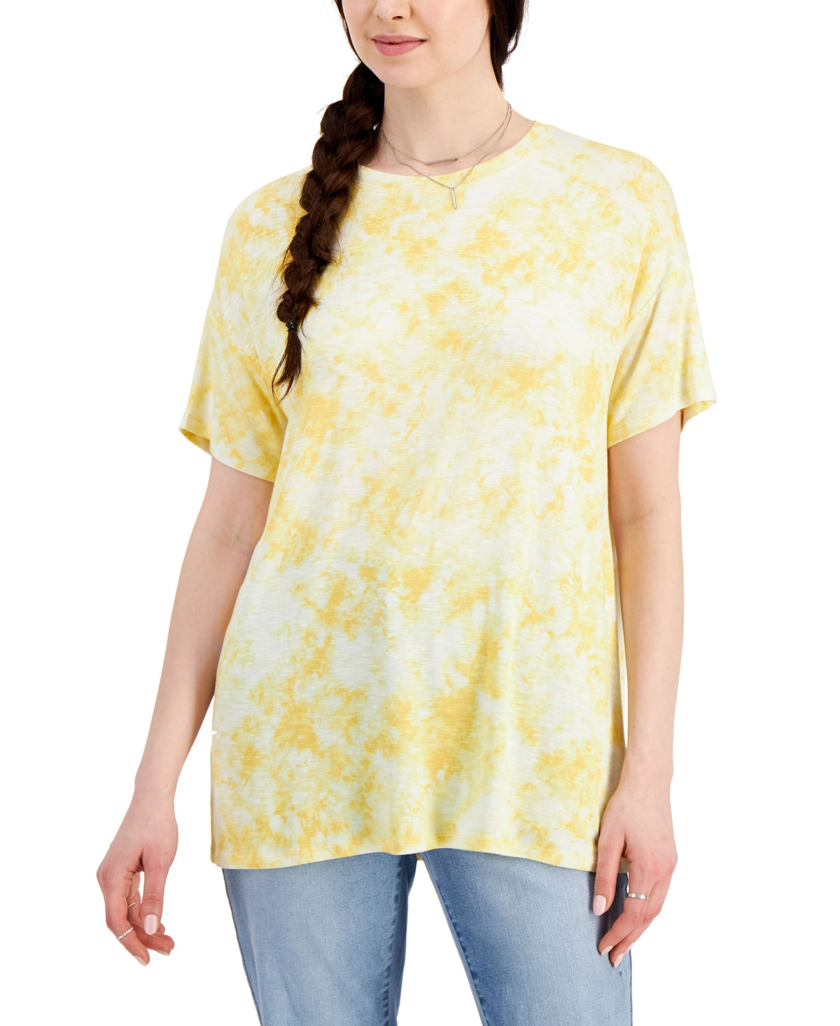 Style & Co Womens Printed Drapey T-Shirt