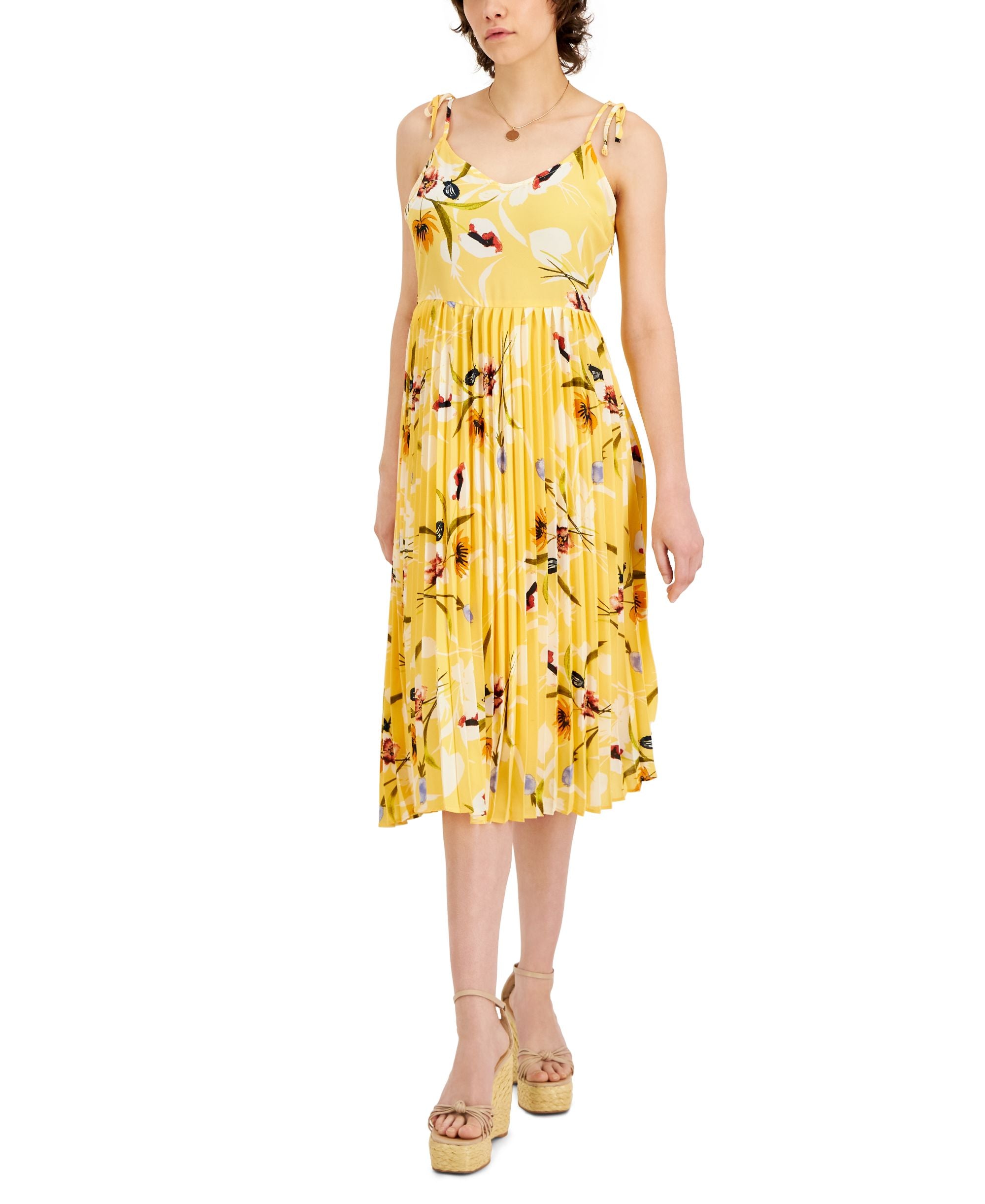 Tinsel Petite Printed Tie Shoulder Dress