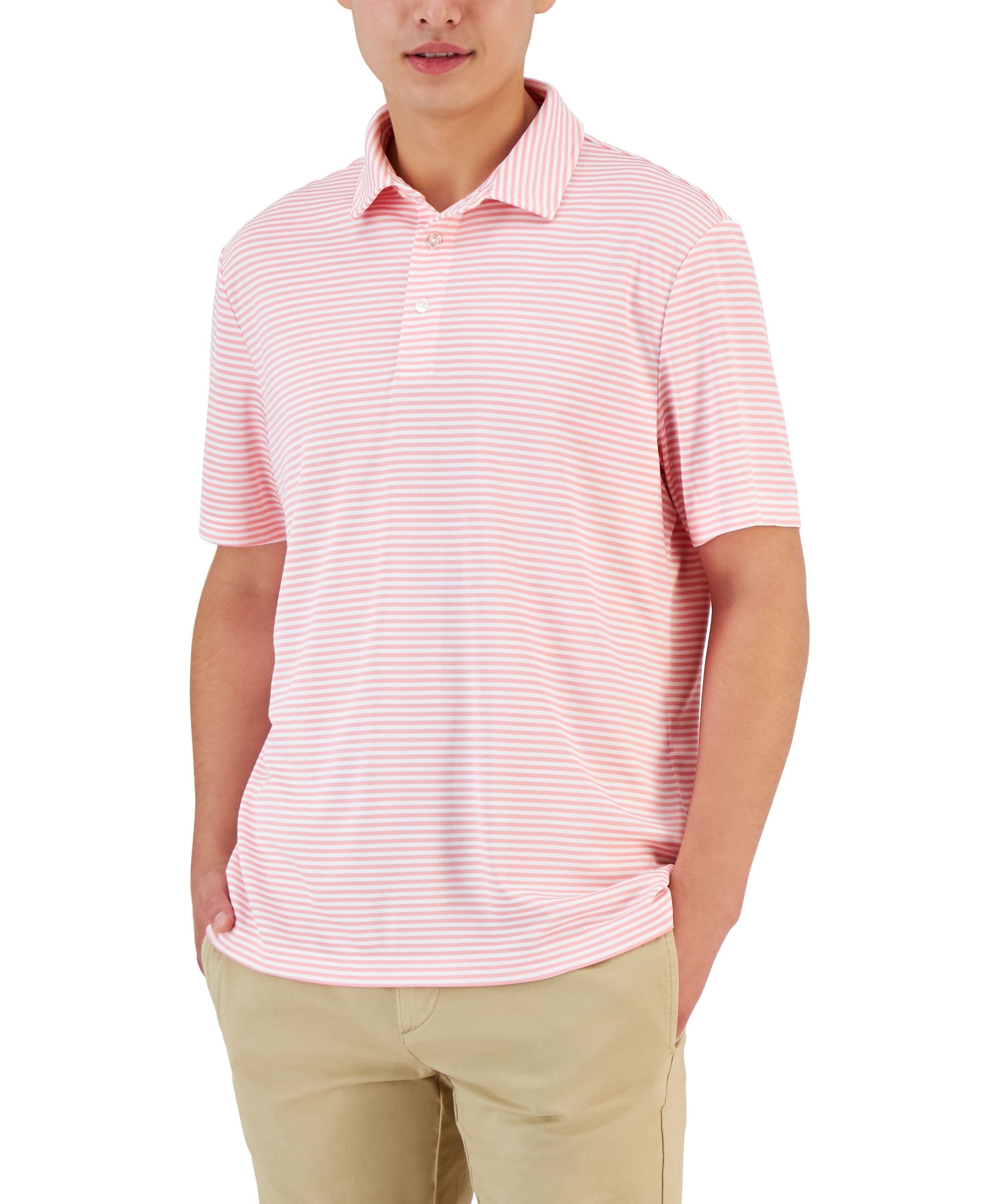 Club Room Mens Mini Striped Tech Polo