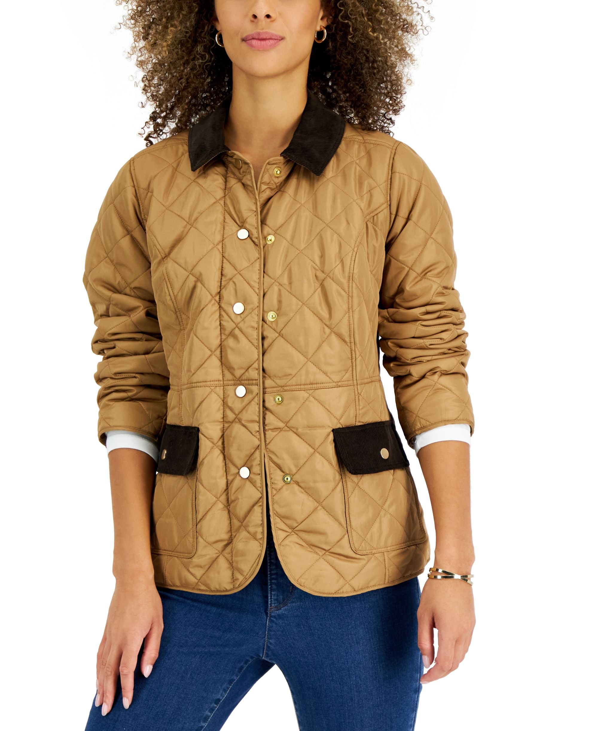 Charter Club Quilted Corduroy Trim Jacket
