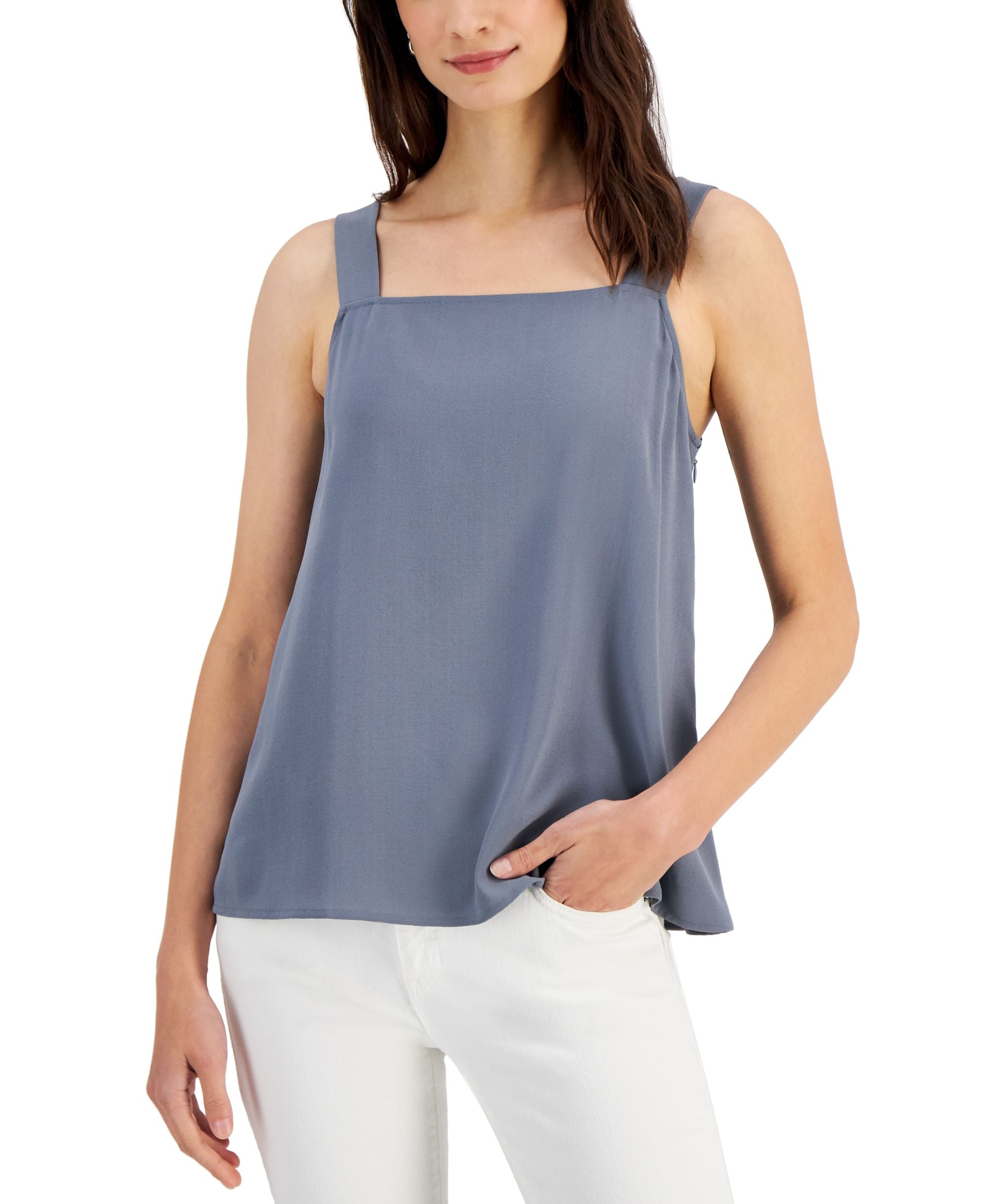 Eileen Fisher Womens Silk Square Neck Cami Top