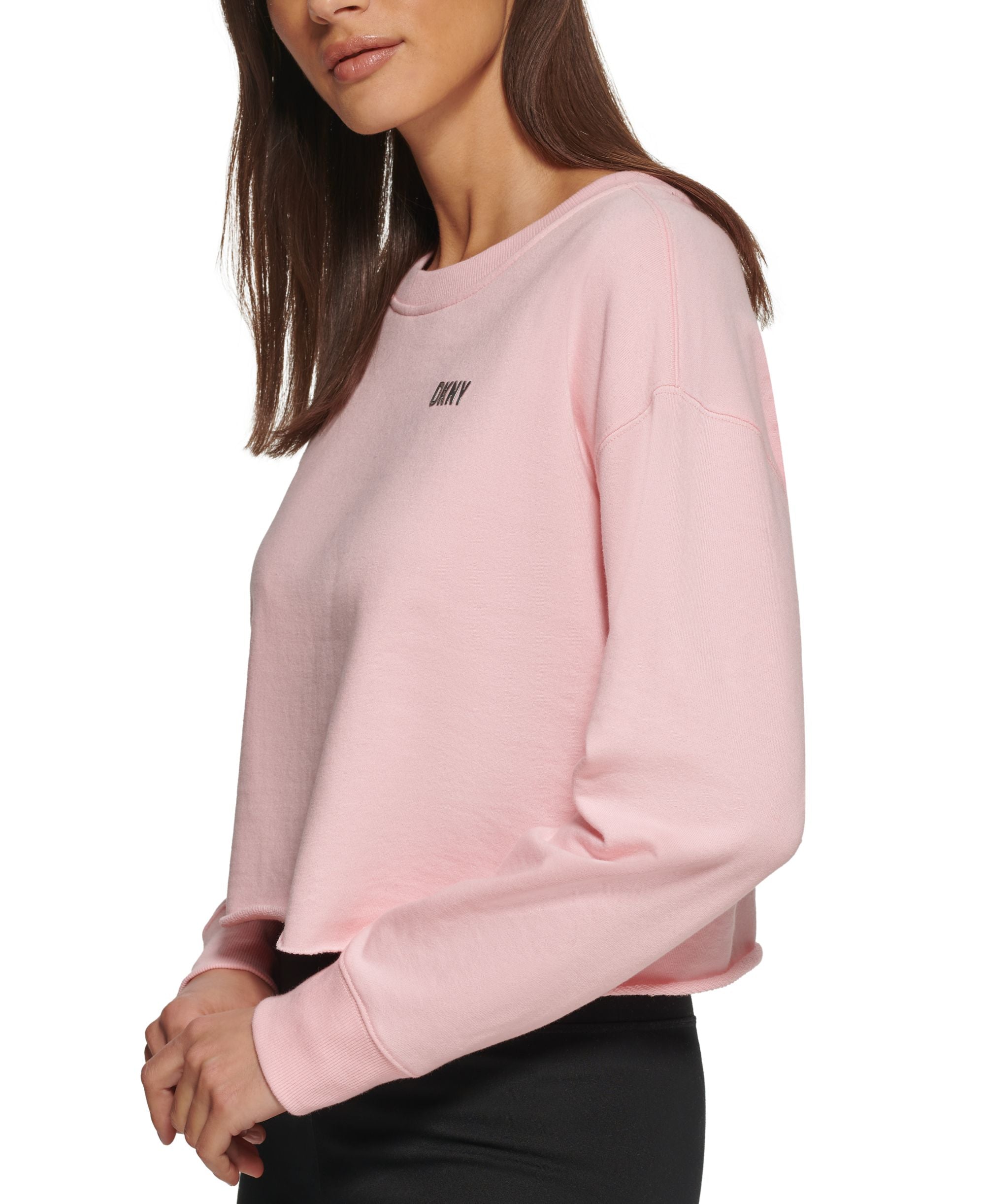 DKNY Sport Womens Metallic Logo Cropped Sweatshirt