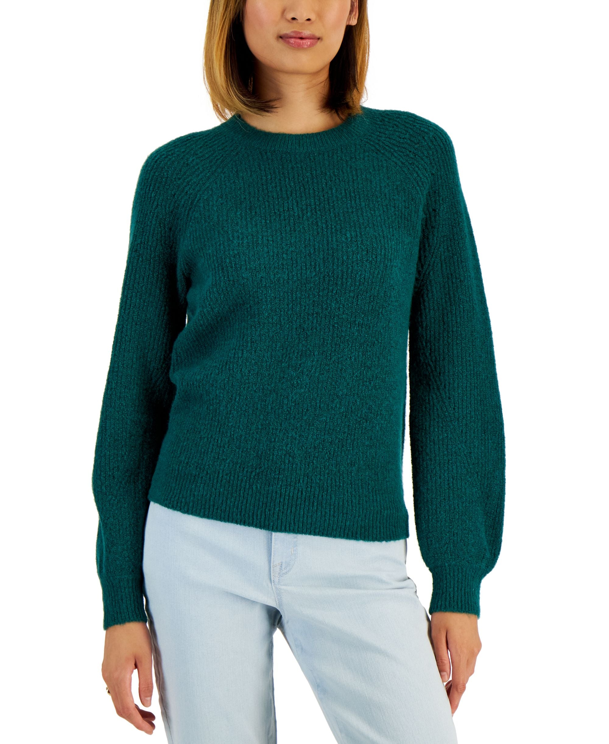 Style & Co Petite Pointelle Puffed Sleeve Sweater