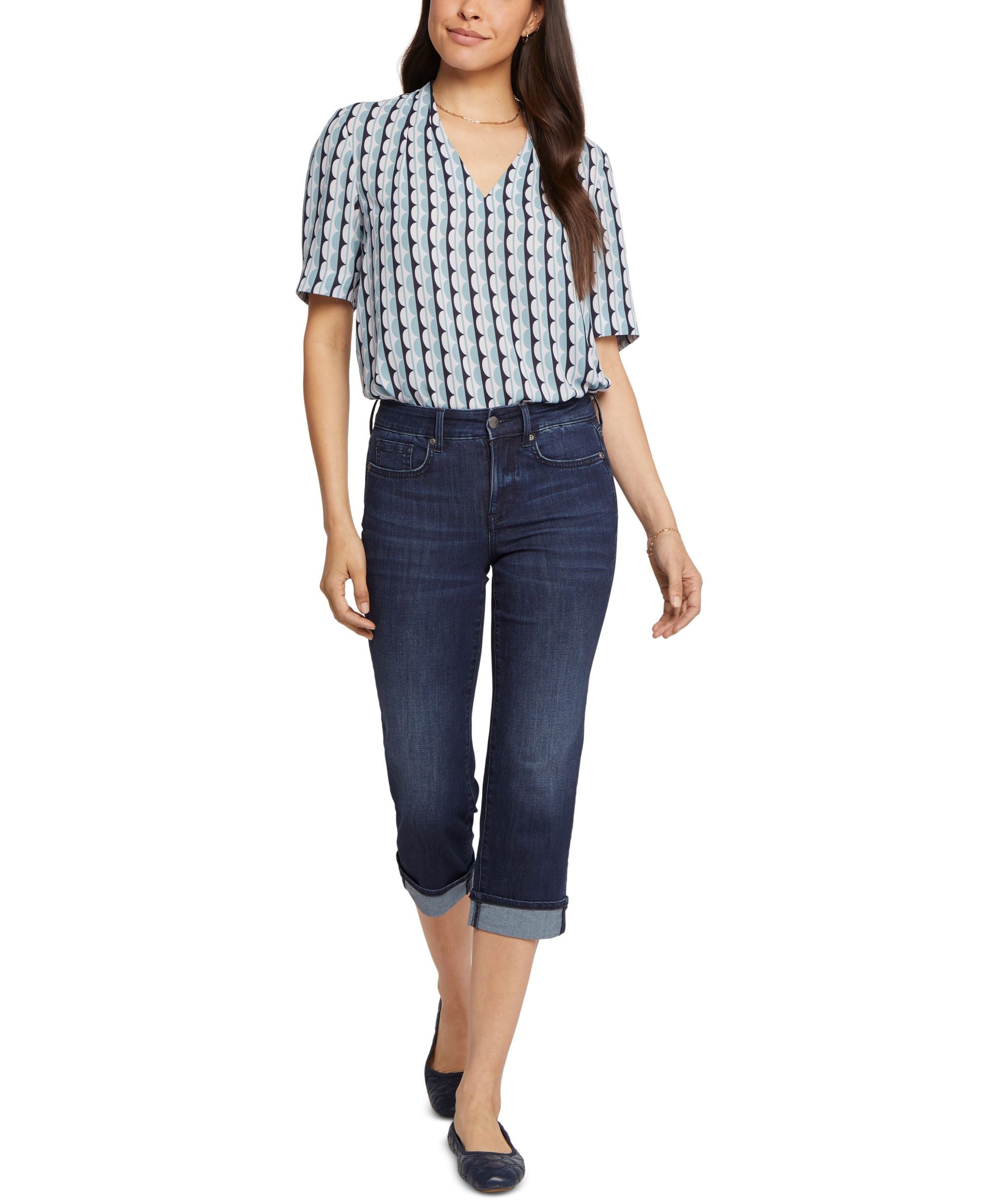 Nydj Marilyn Cuffed Straight Leg Cropped Jeans