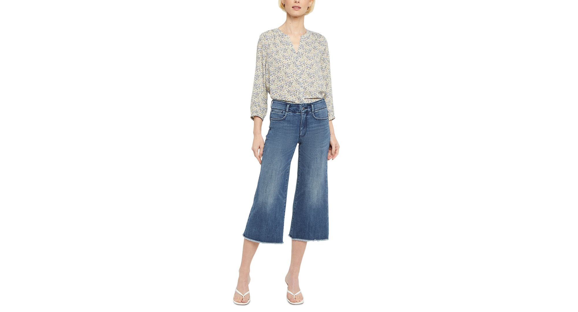 High-Rise Wide-Leg Capri Jeans