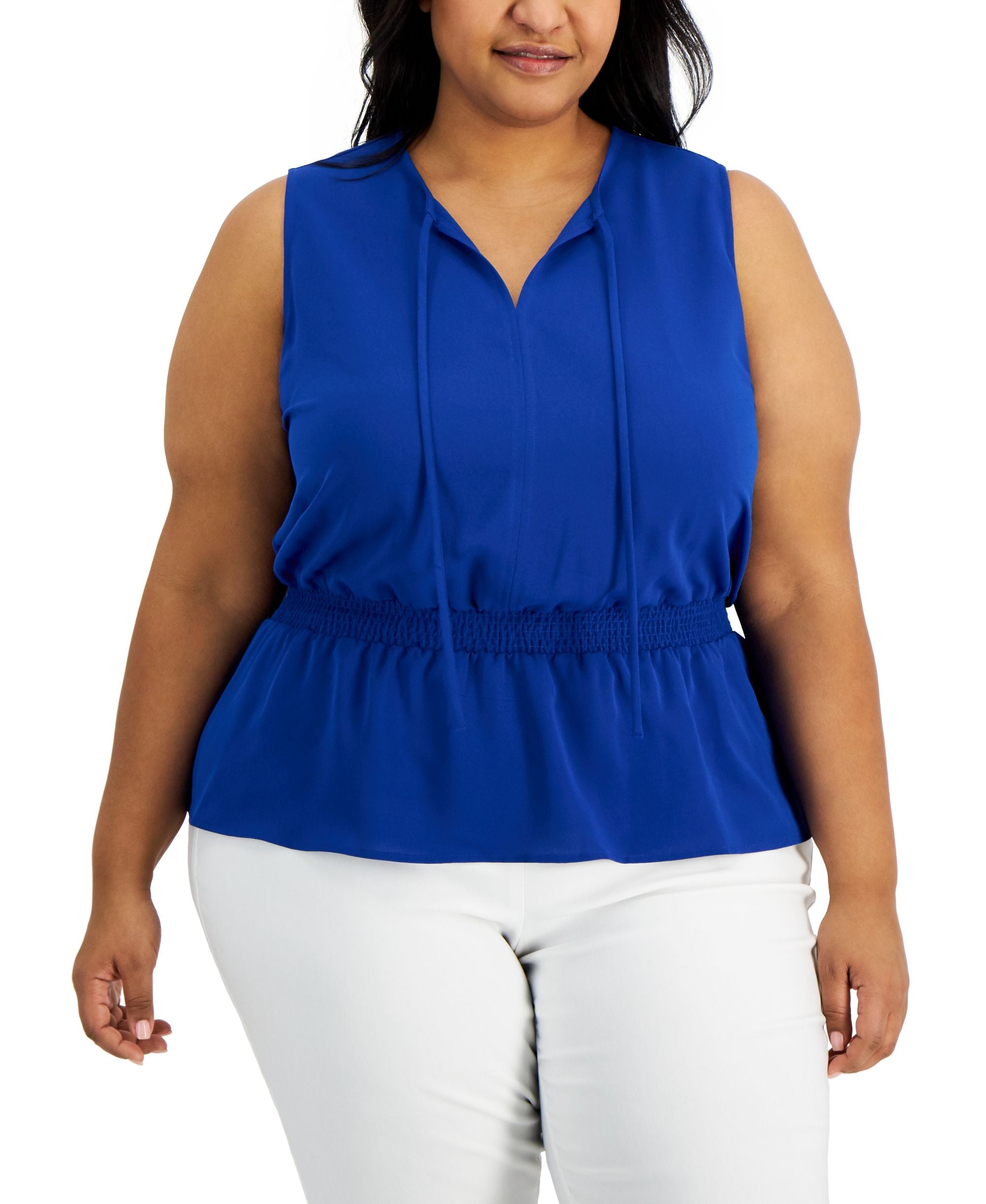 Alfani Plus Size Smocked Waist Top
