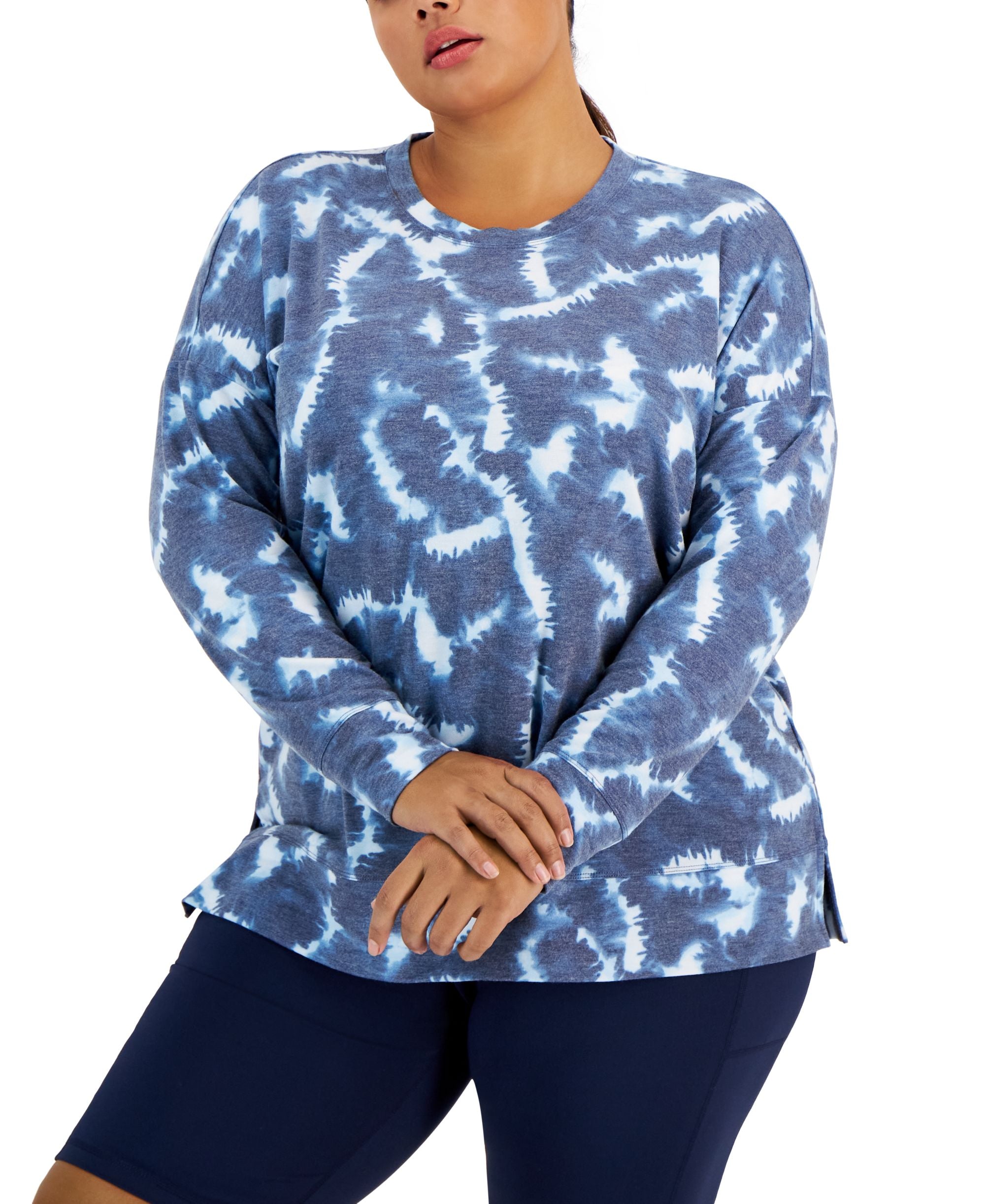 ID Ideology Plus Size Tie Dye Crewneck Top