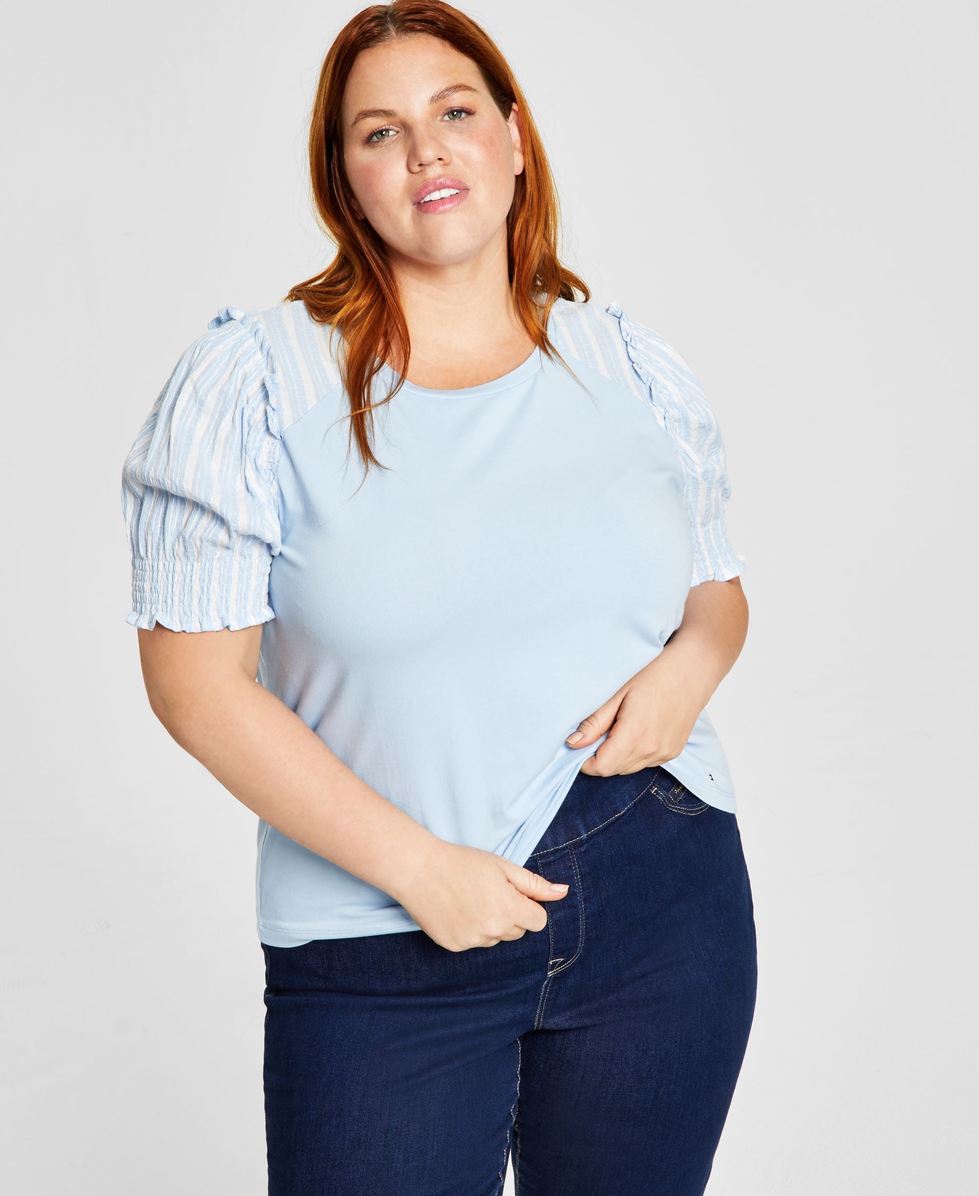 Tommy Hilfiger Plus Size Mixed Media Top