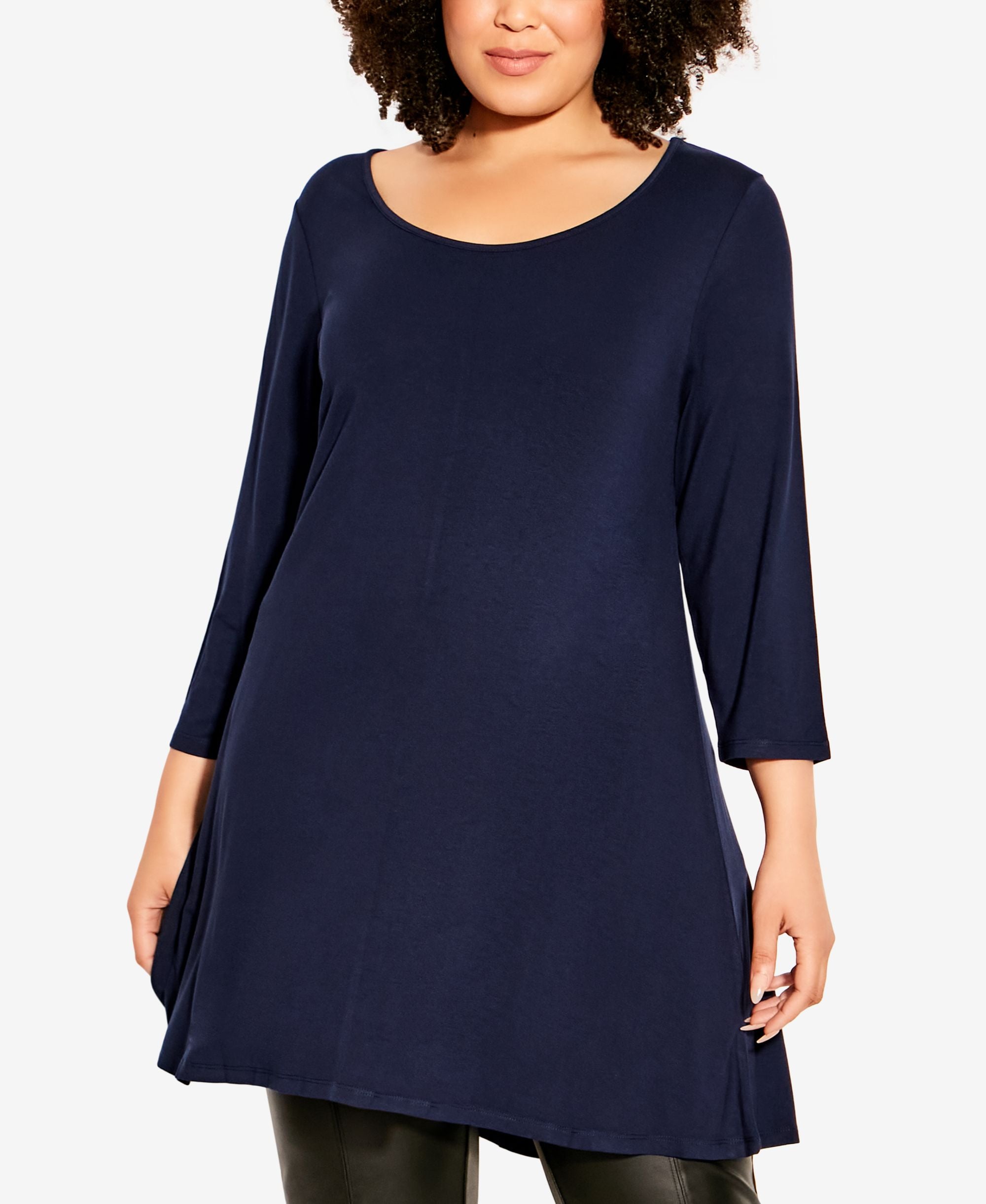 Plus Size Knit Swing Plain Tunic Top