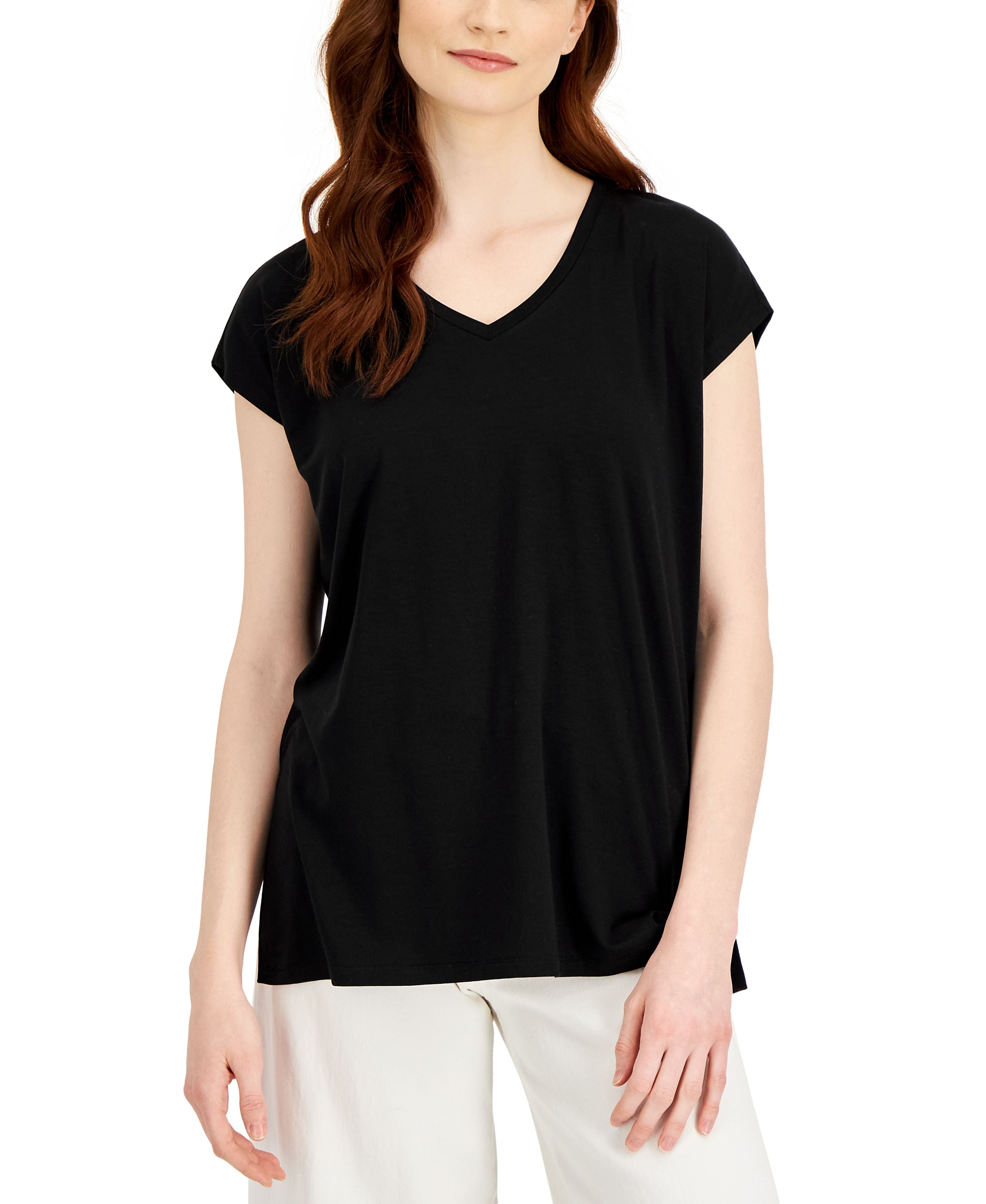 Women's Petite Relaxed V-Neck Top