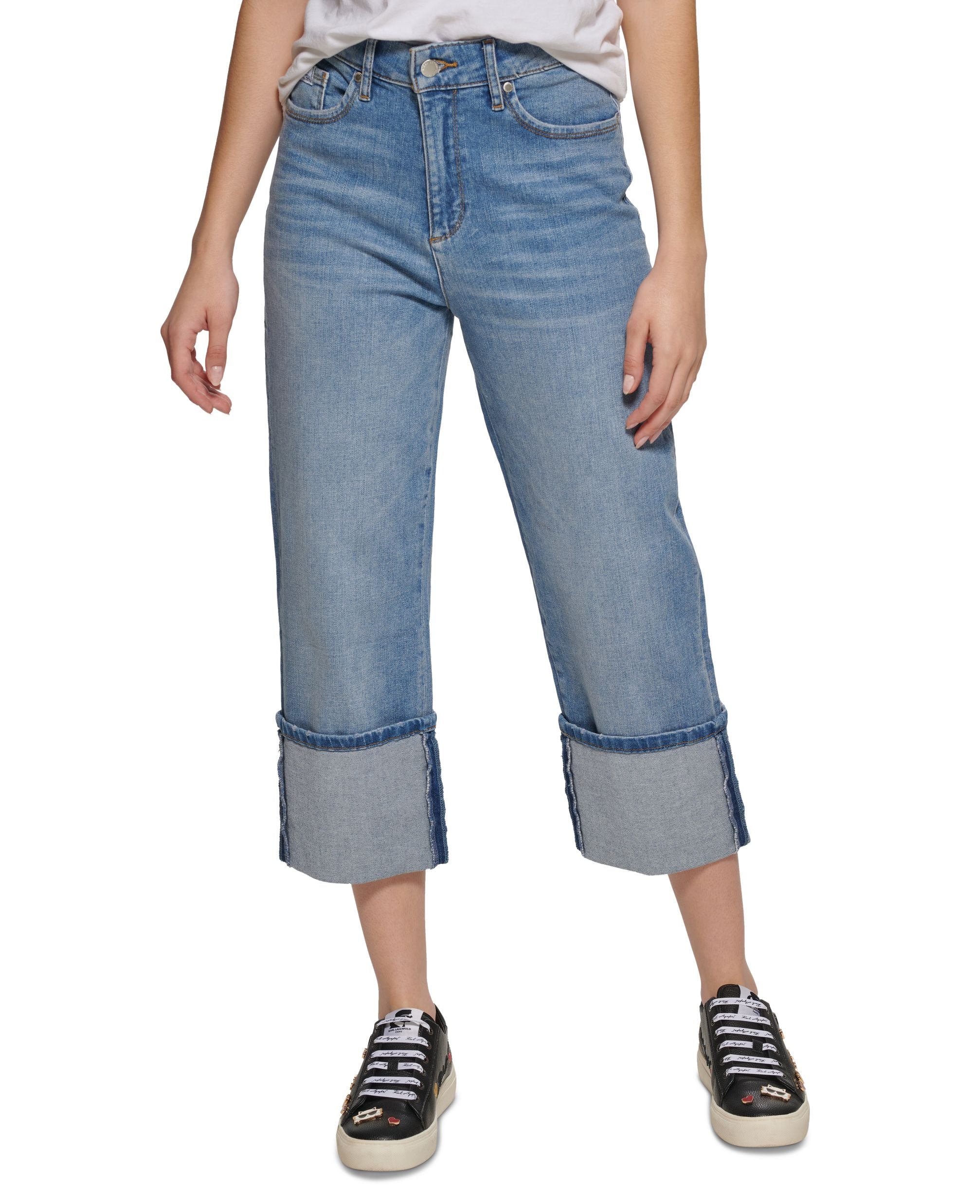 Karl Lagerfeld Paris Cuffed Cropped Jeans