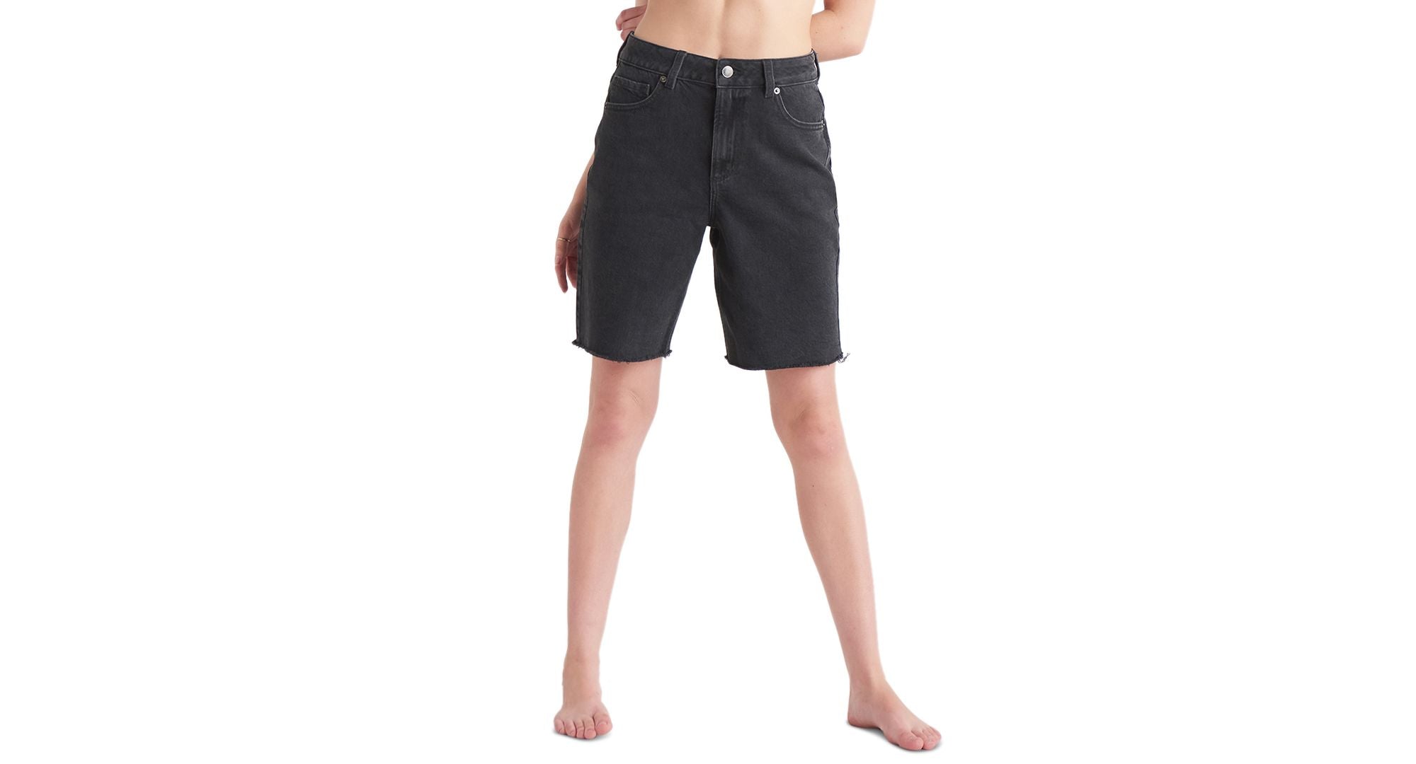 Black Tape Womens Raw Hem Denim Bermuda Shorts