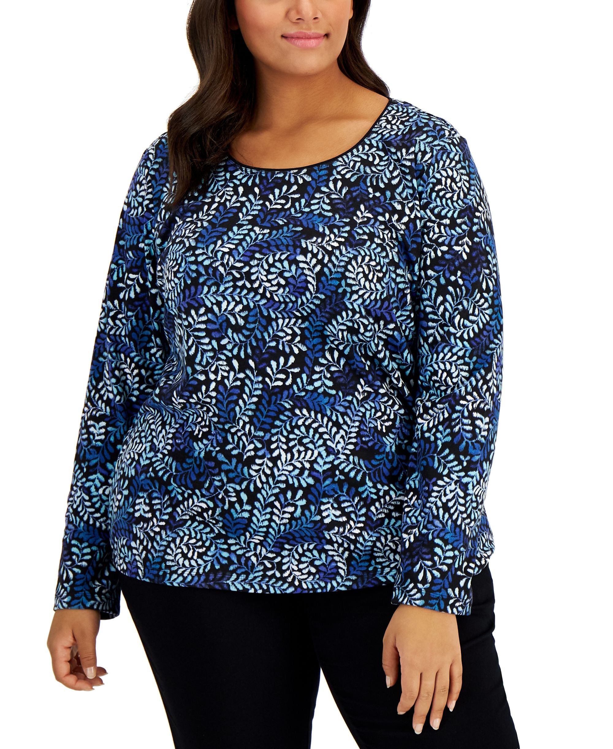 Karen Scott Plus Size Astrid Swirl Top