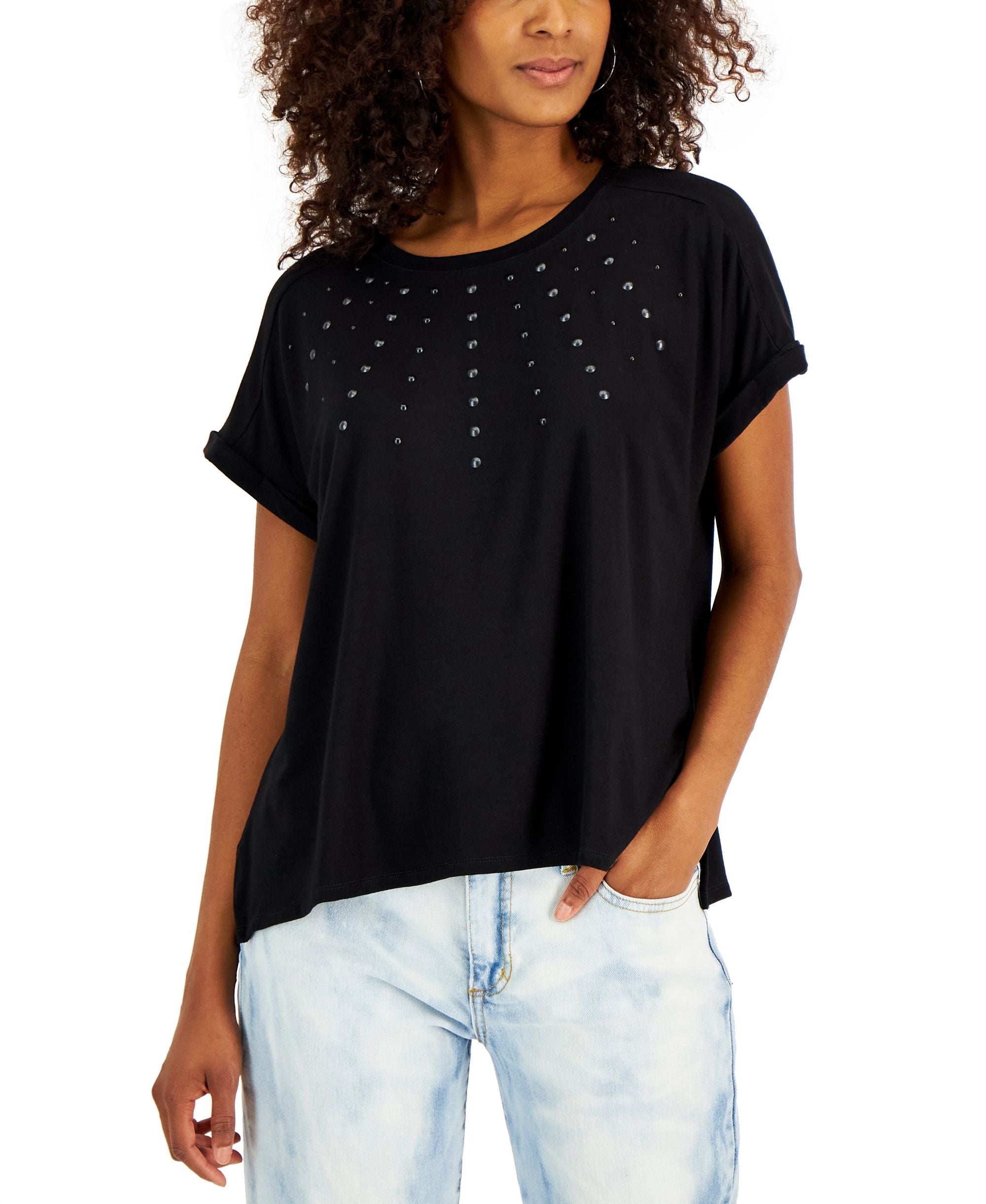 Inc International Concepts Womens Stud-Neck Top