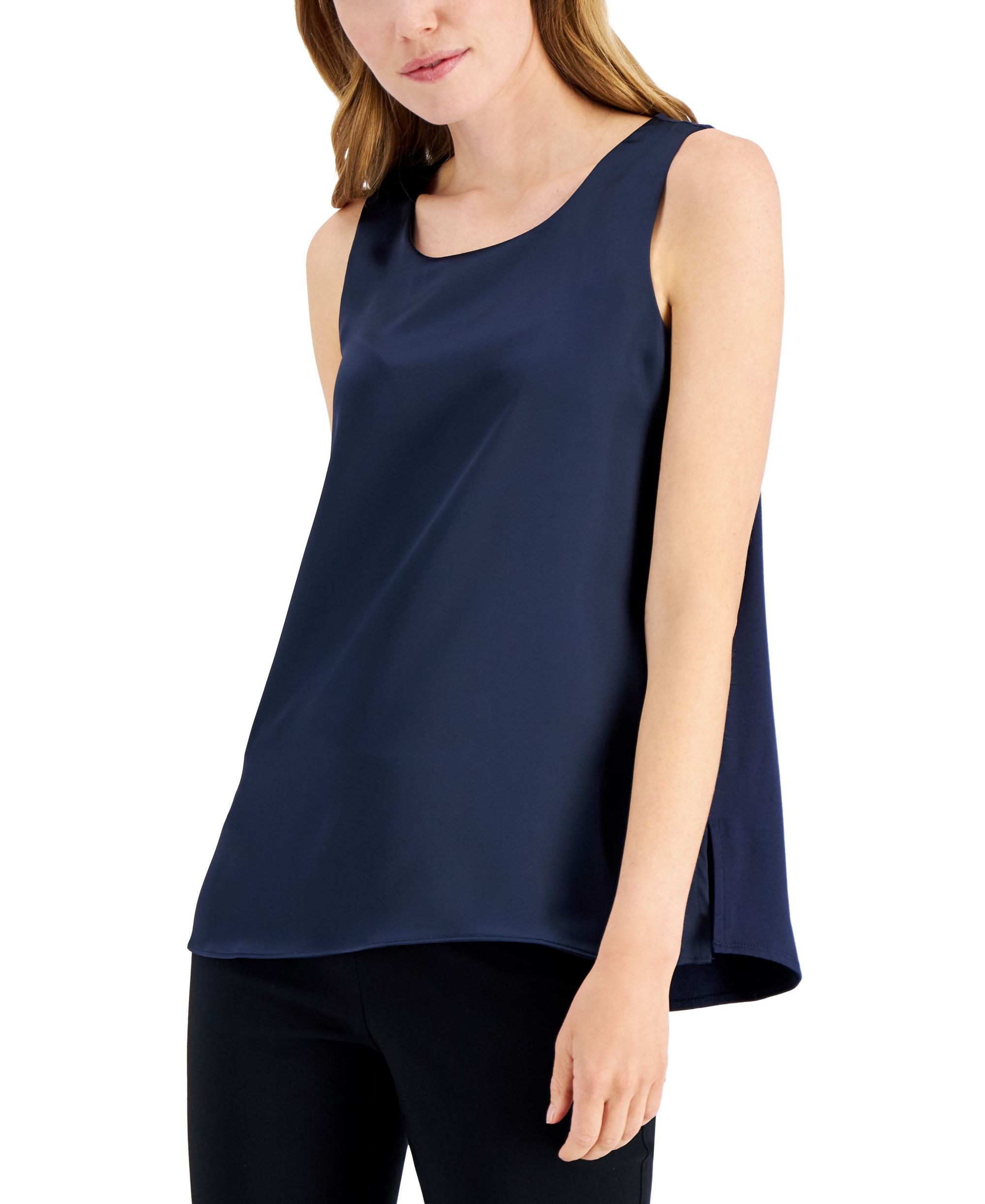 Alfani Womens Satin Front Sleeveless Tank Top