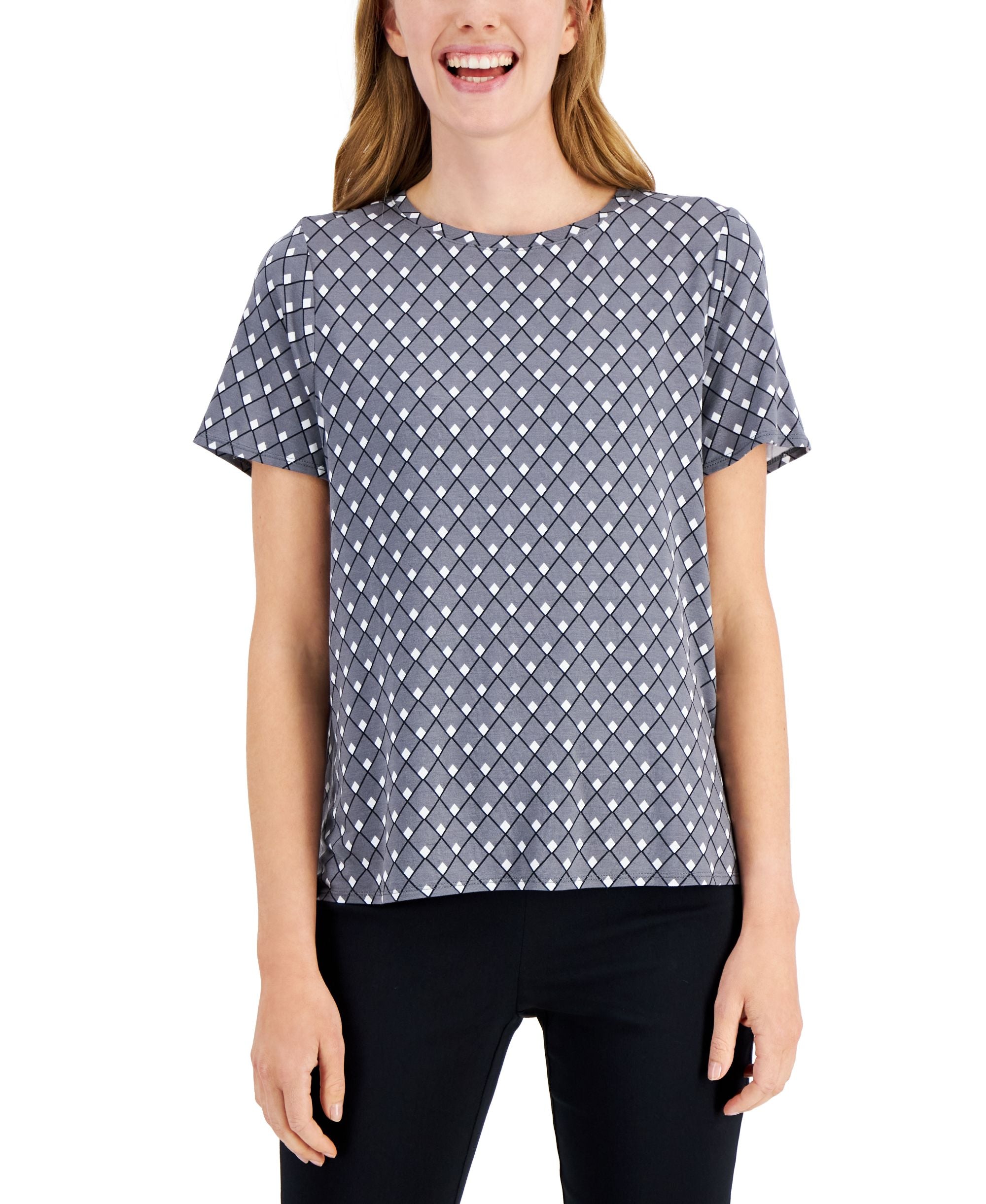 Alfani Petite Printed Crewneck T-Shirt