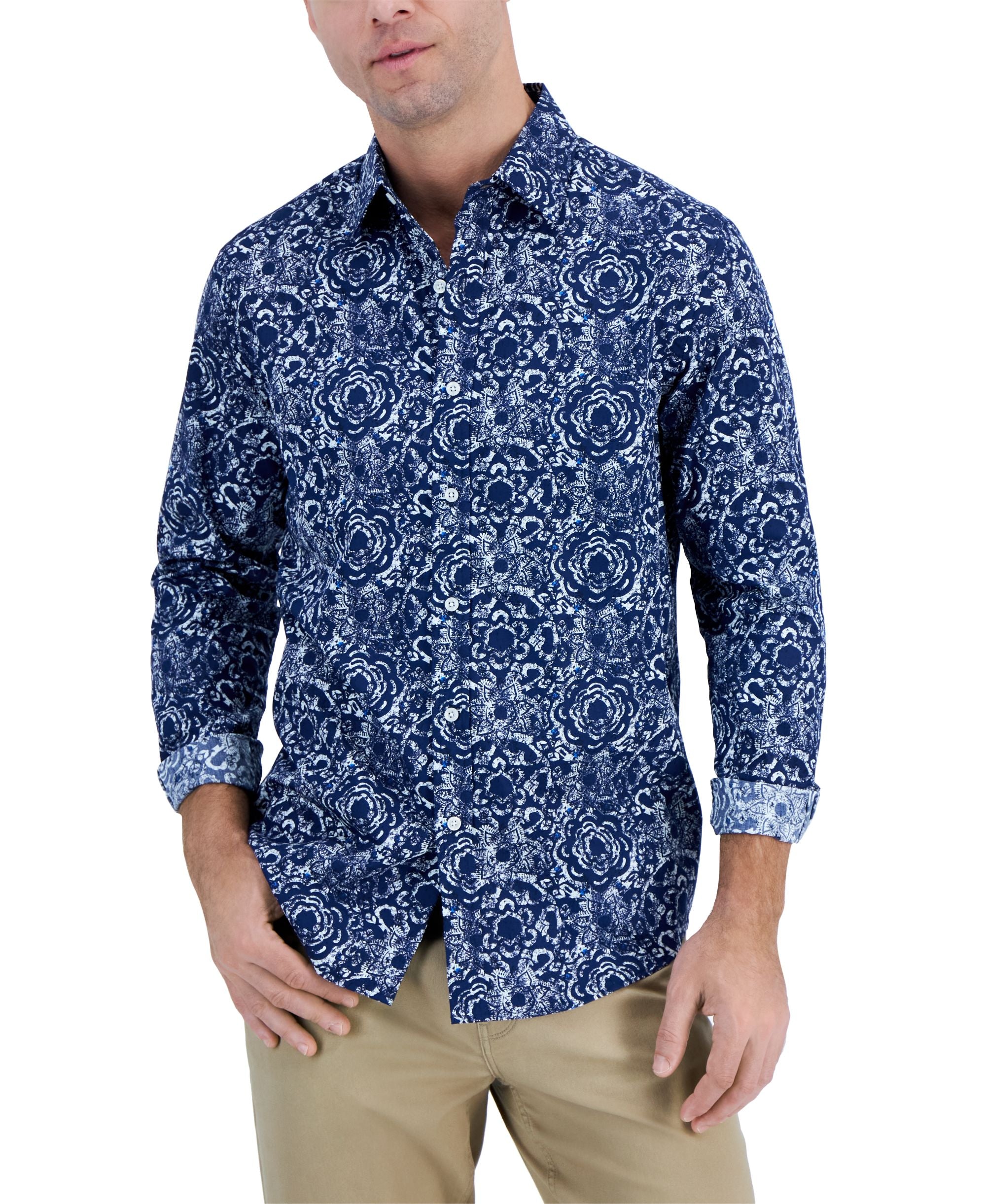 Club Room Mens Long Sleeve Bold Whisper Shirt
