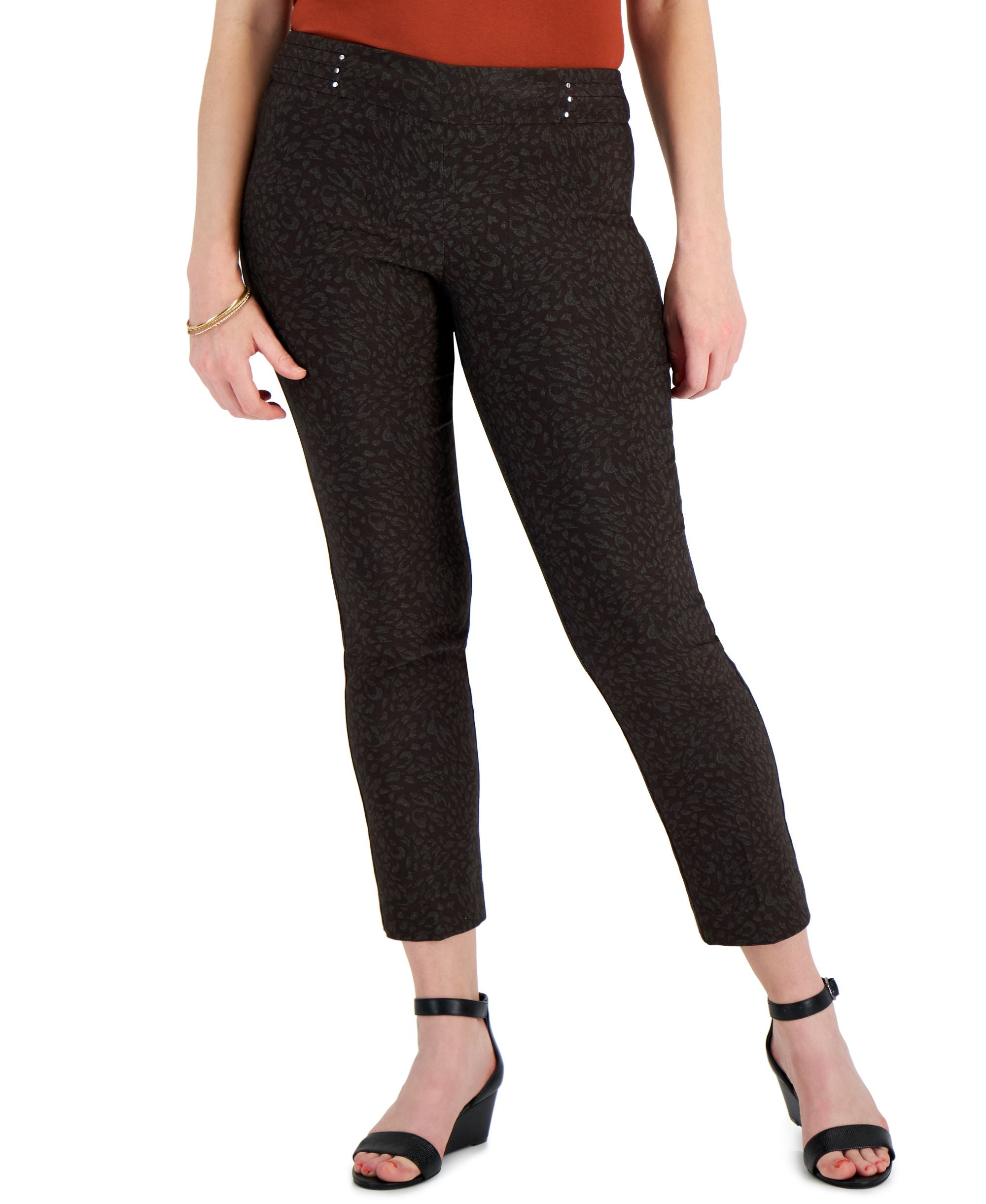 JM Collection Petite Cheetah Bandleader Pants