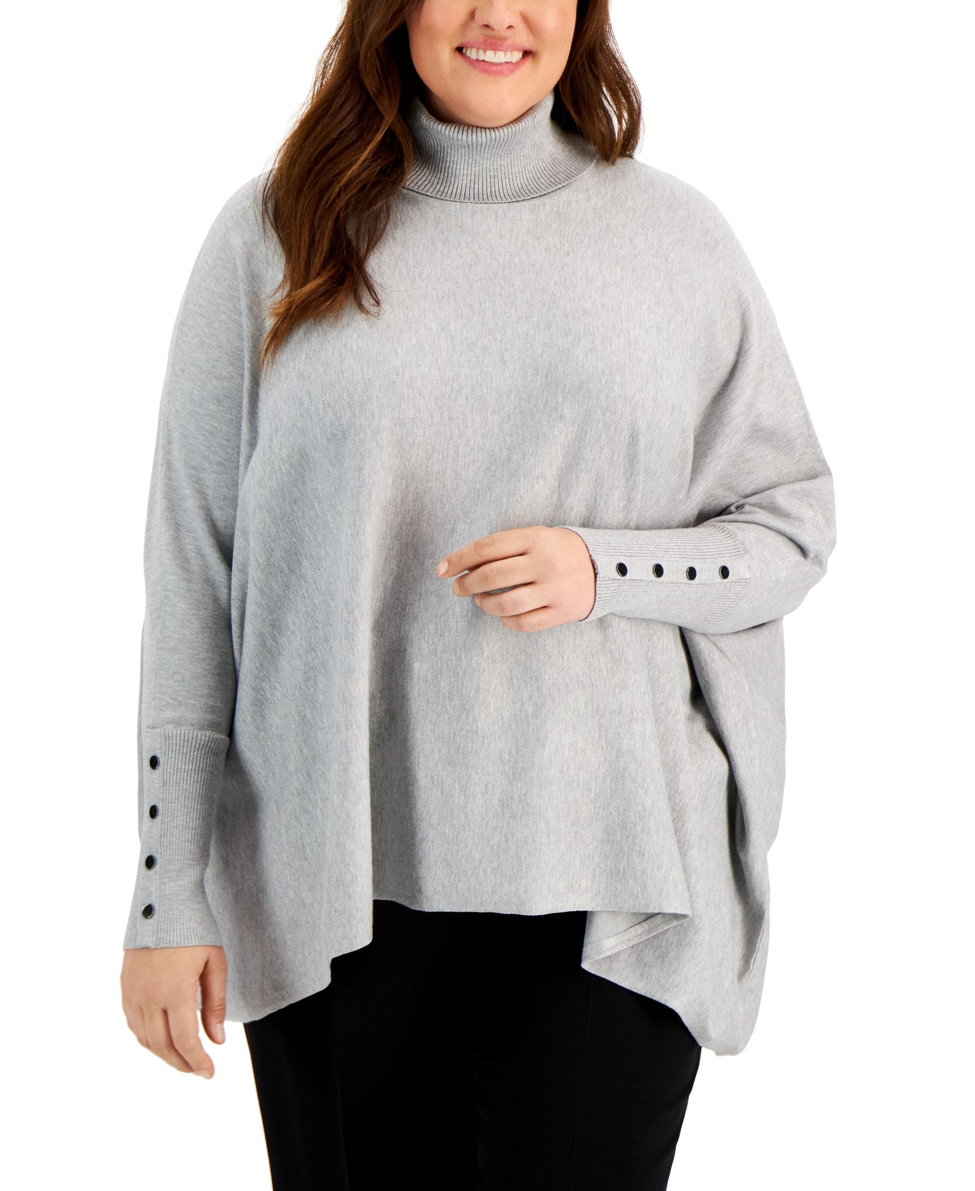 Plus Size Turtleneck Poncho Sweater