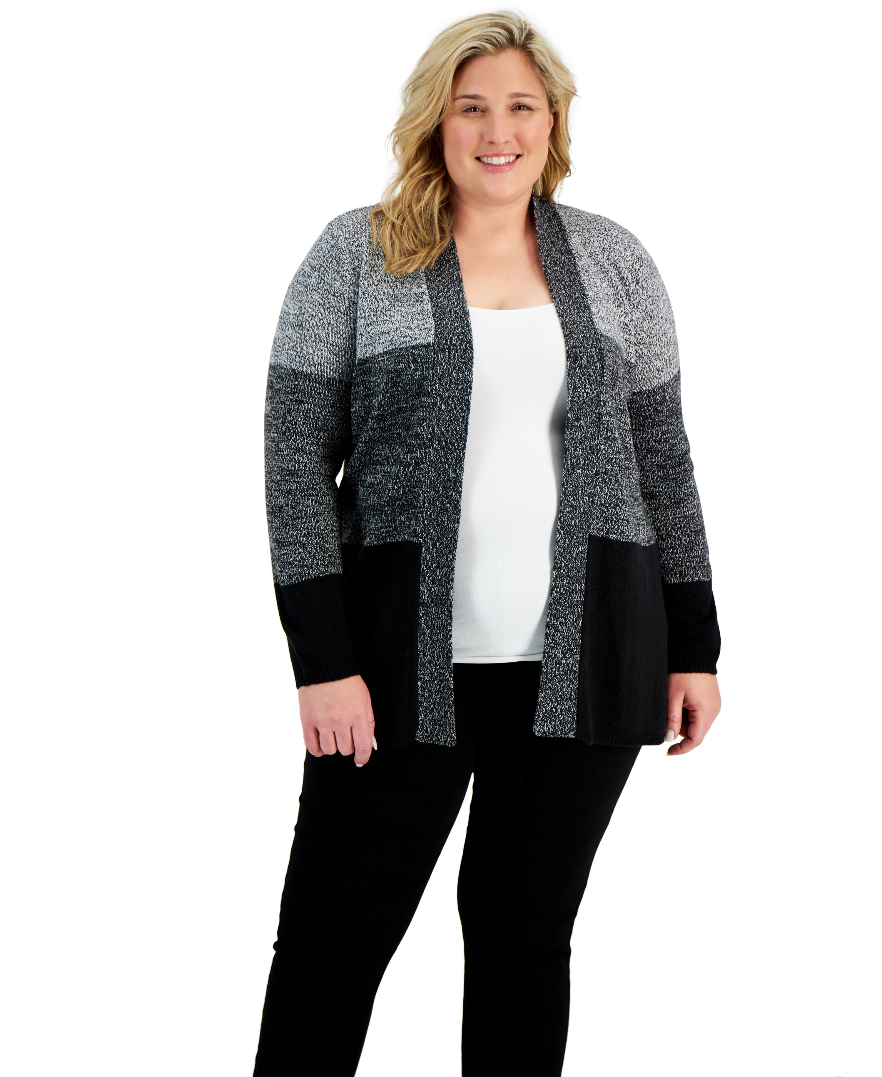 Plus Size Turbo Colorblocked Cardigan