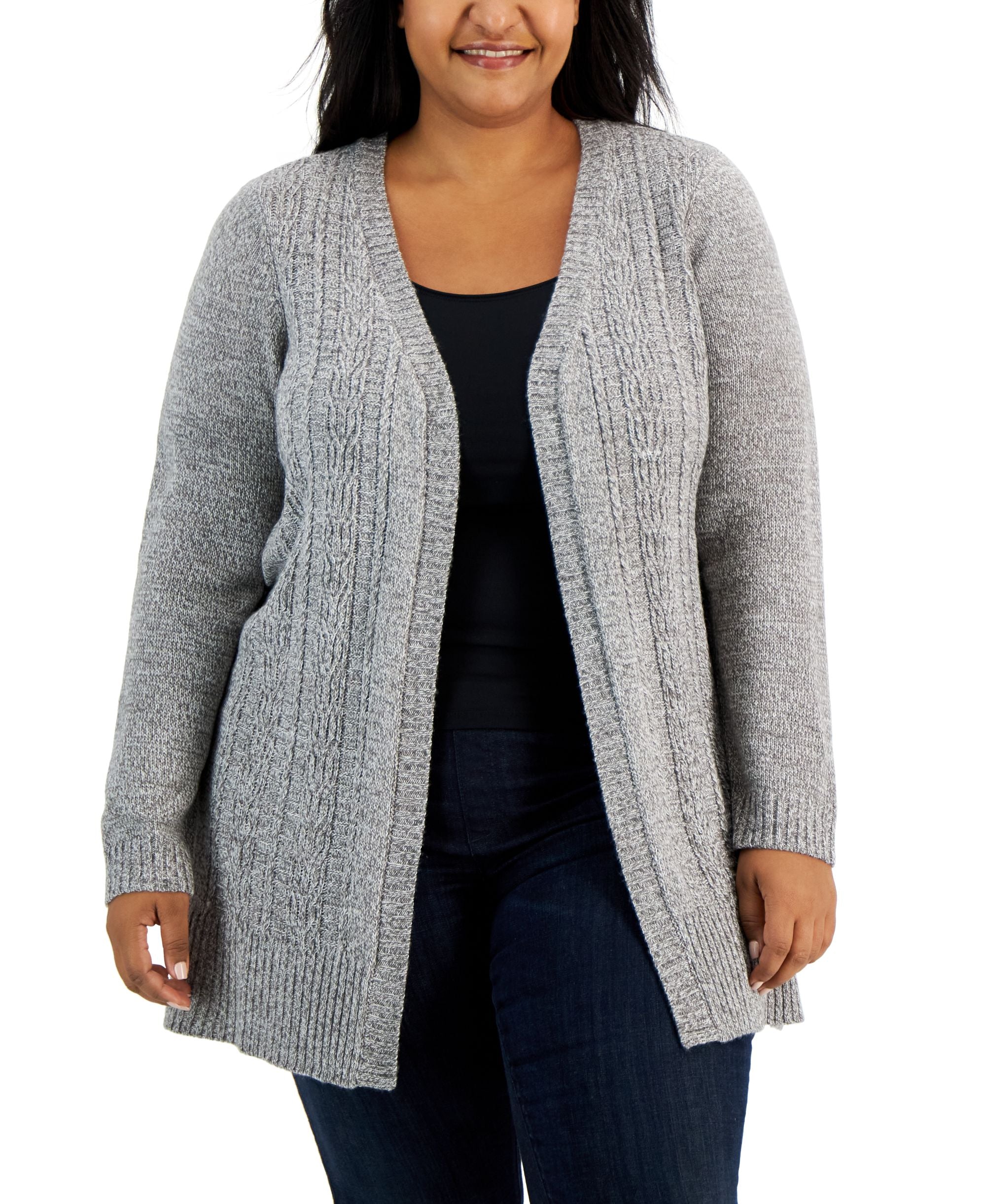 Karen Scott Plus Size Open Front Duster Cardigan