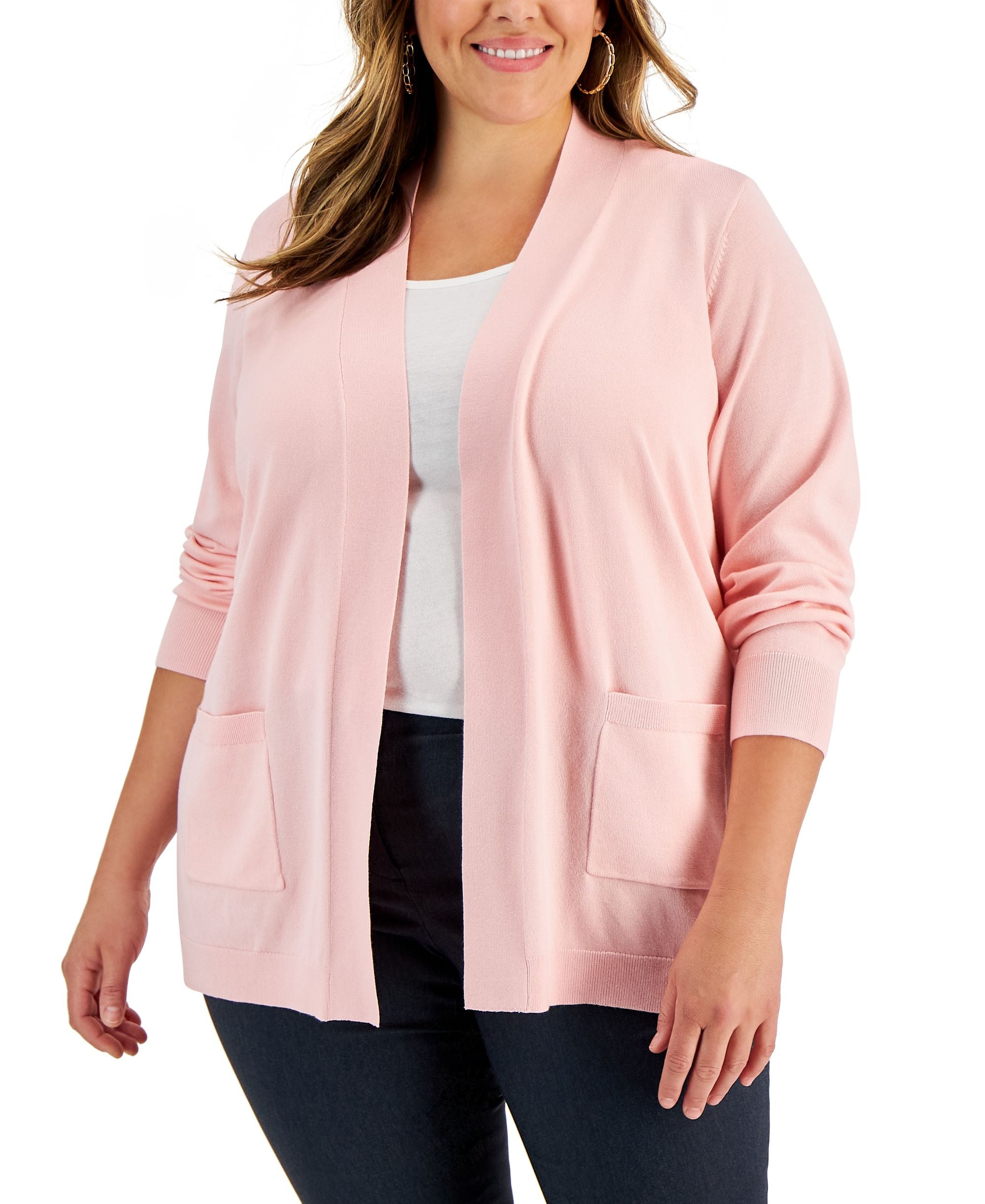 Karen Scott Plus Size Two Pocket Cardigan