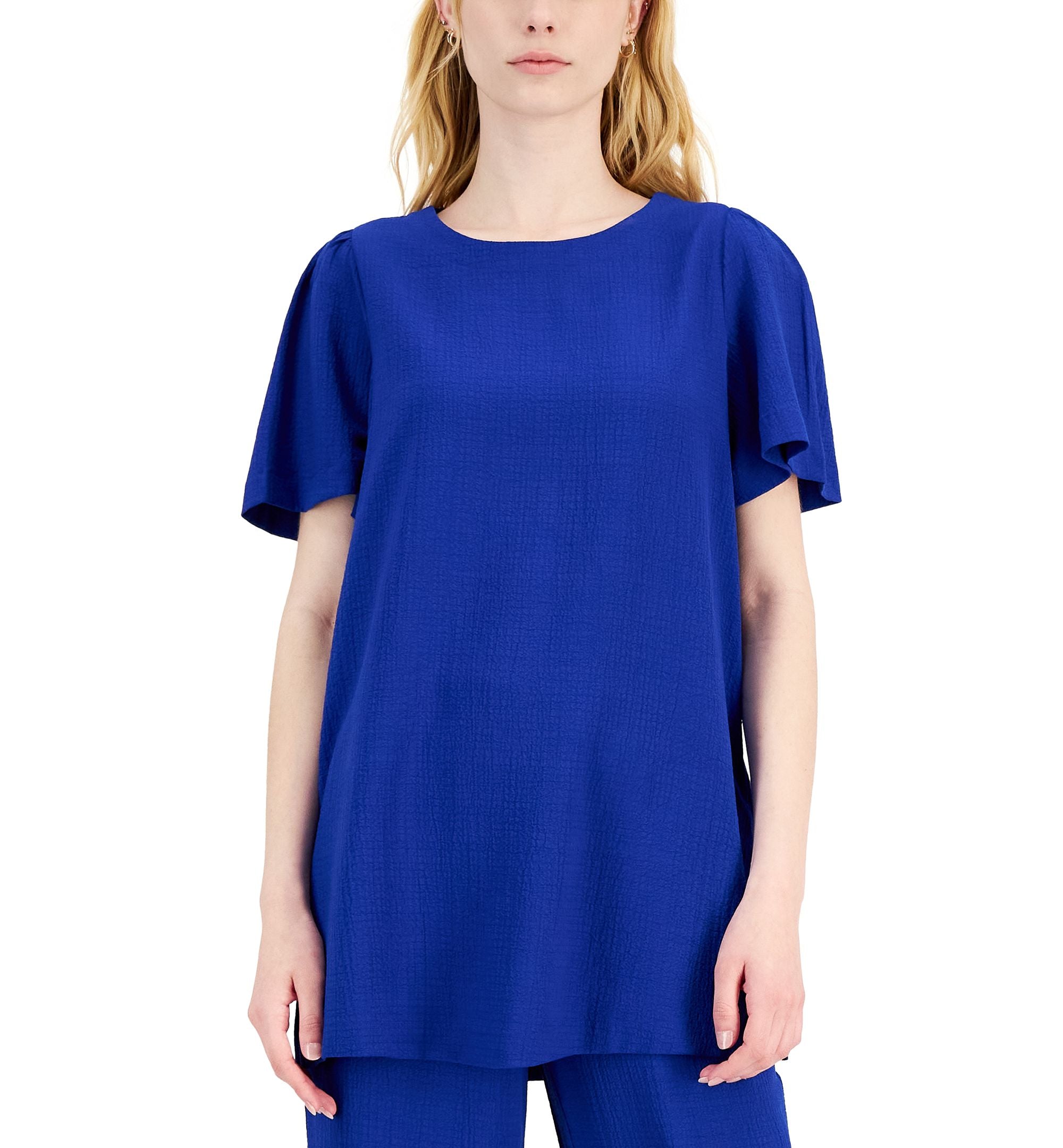 Alfani Short Sleeve Crinkle Top
