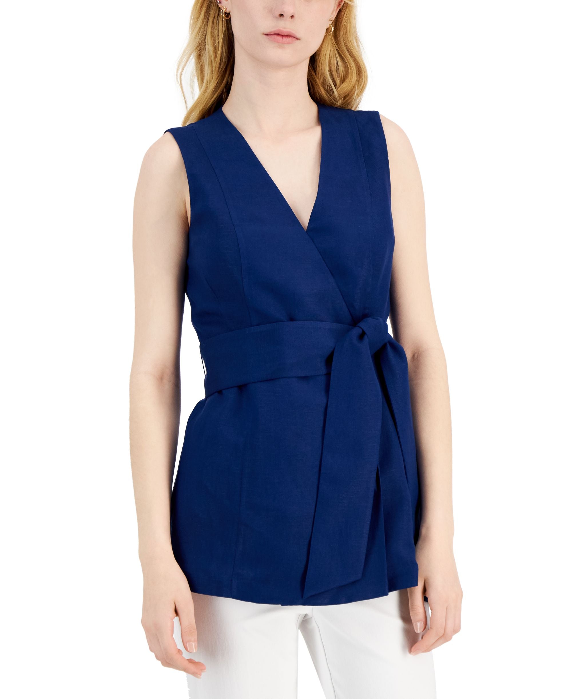 Alfani Sleeveless Tie Front Top